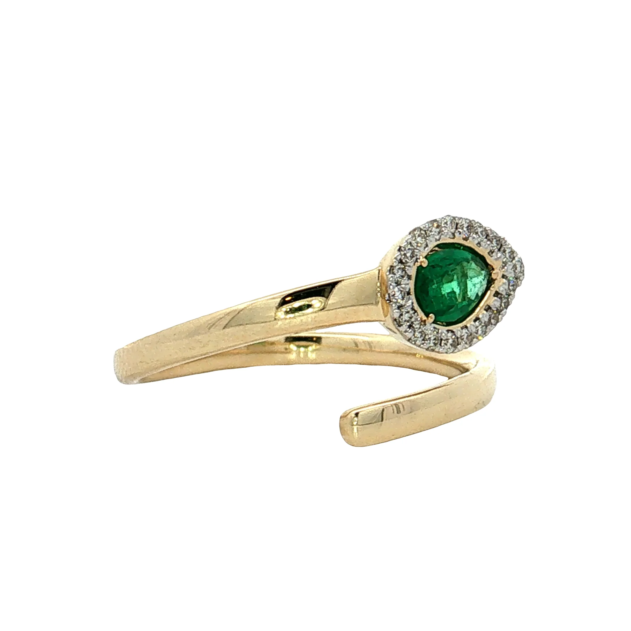 .31 Emerald & Diamond Snake Cocktail Ring 14k - Image 3