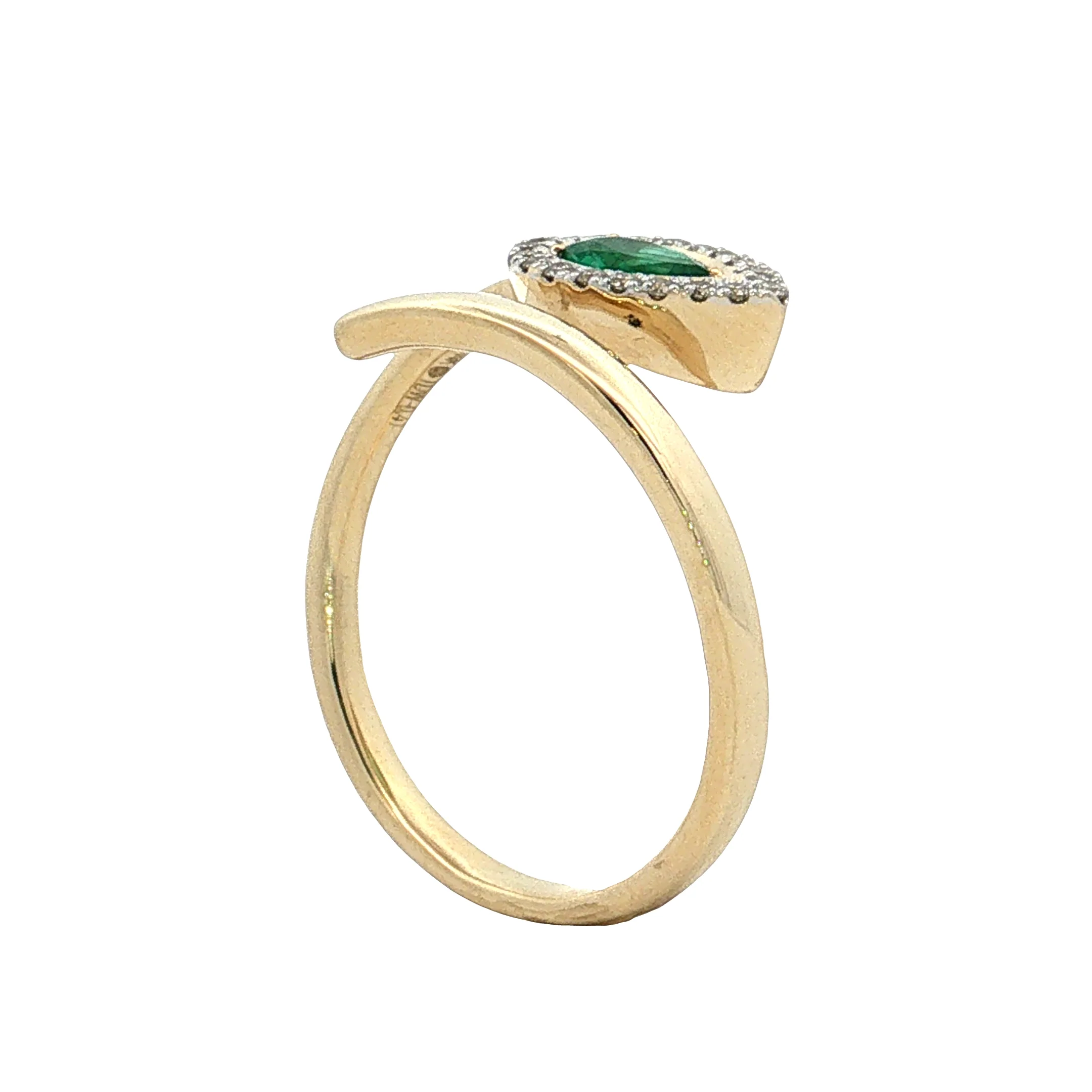.31 Emerald & Diamond Snake Cocktail Ring 14k - Image 4