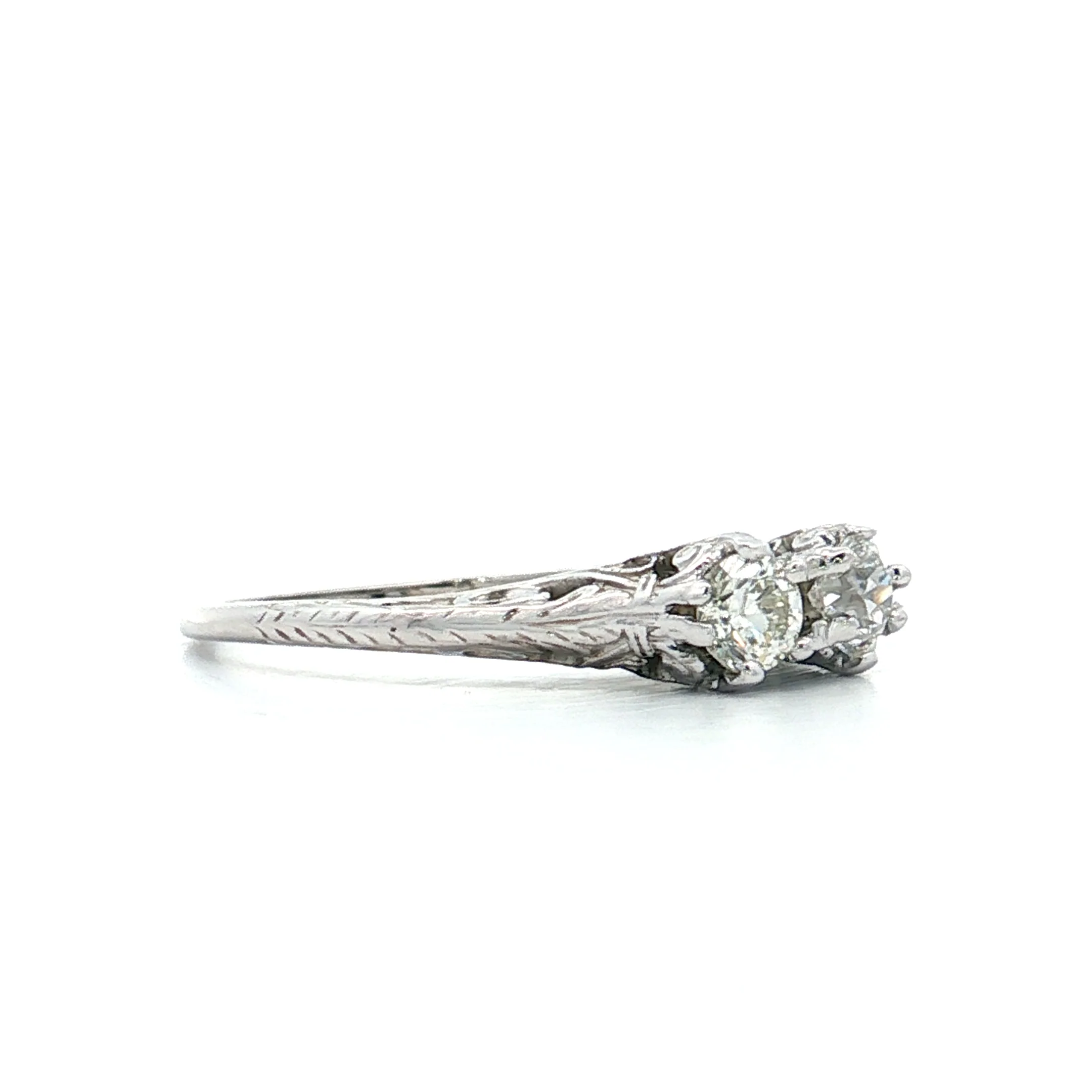 .32 Antique Art Deco Toi Et Moi Engagement Ring 18k - Image 3