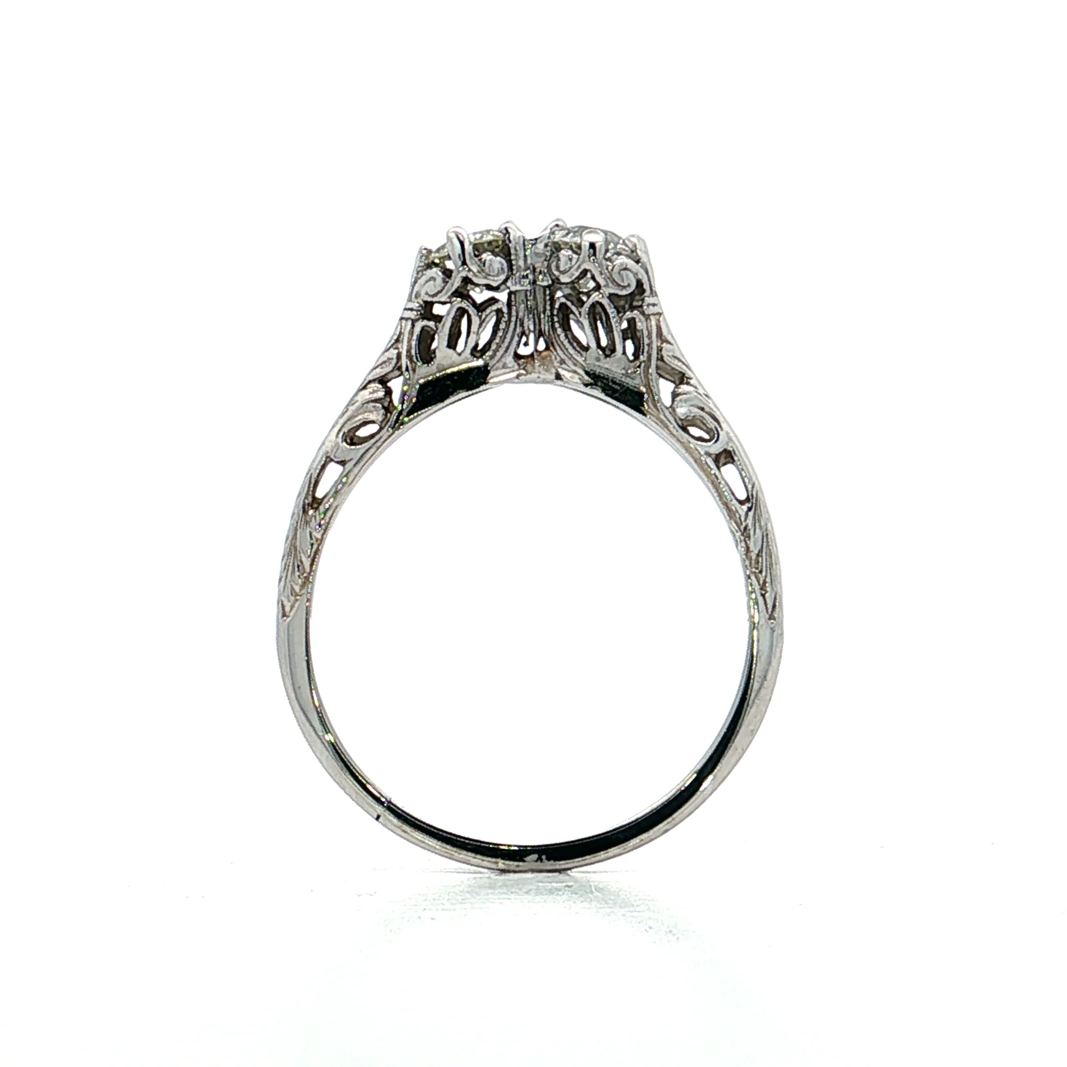 .32 Antique Art Deco Toi Et Moi Engagement Ring 18k - Image 4