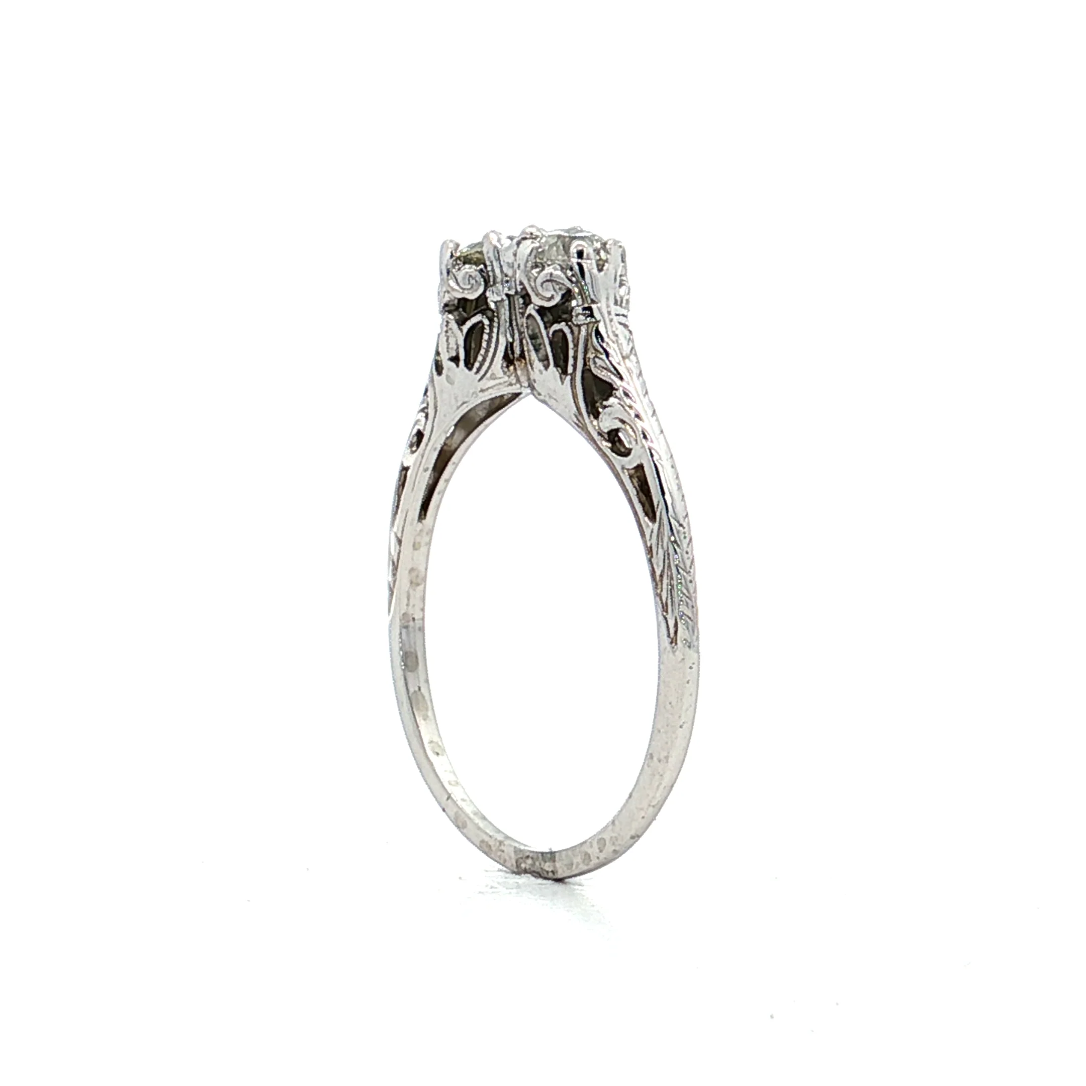 .32 Antique Art Deco Toi Et Moi Engagement Ring 18k - Image 5