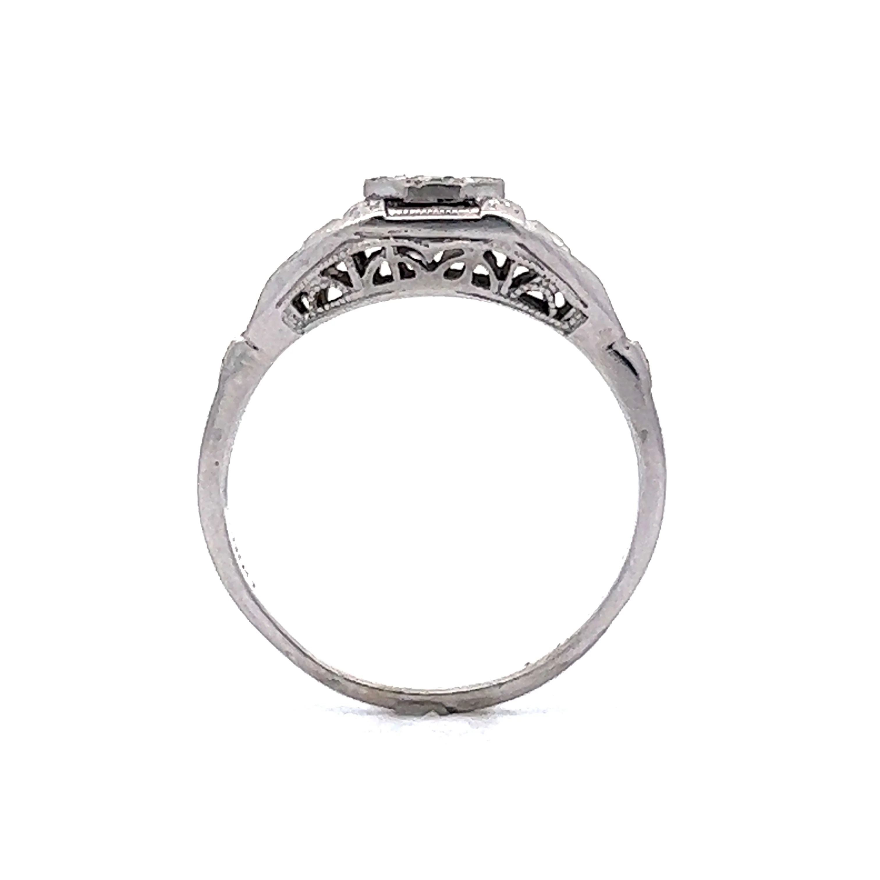 .32 Art Deco Filigree Diamond Engagement Ring in 18k White Gold - Image 5