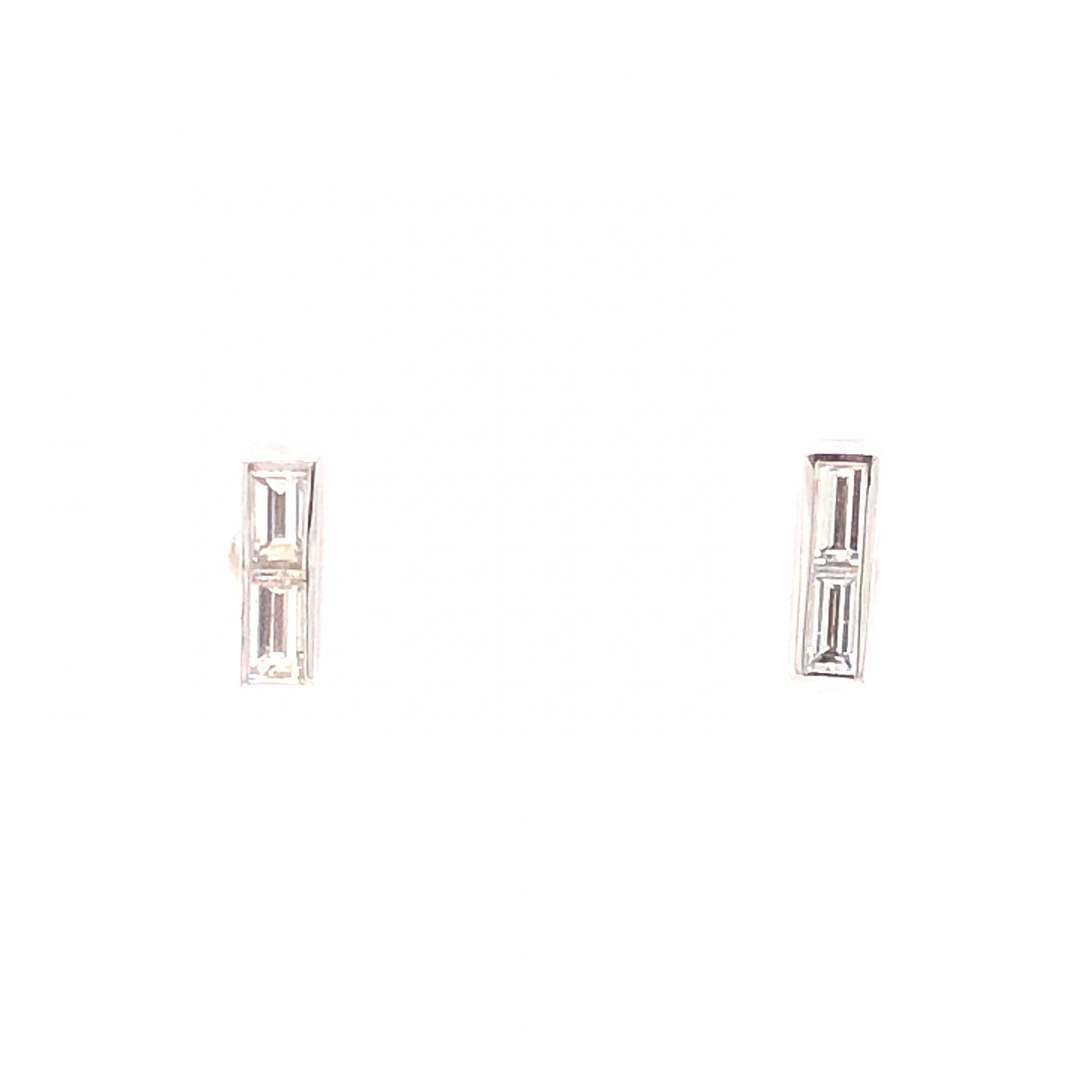 .32 Baguette Cut Diamond Stud Earrings 14K White Gold