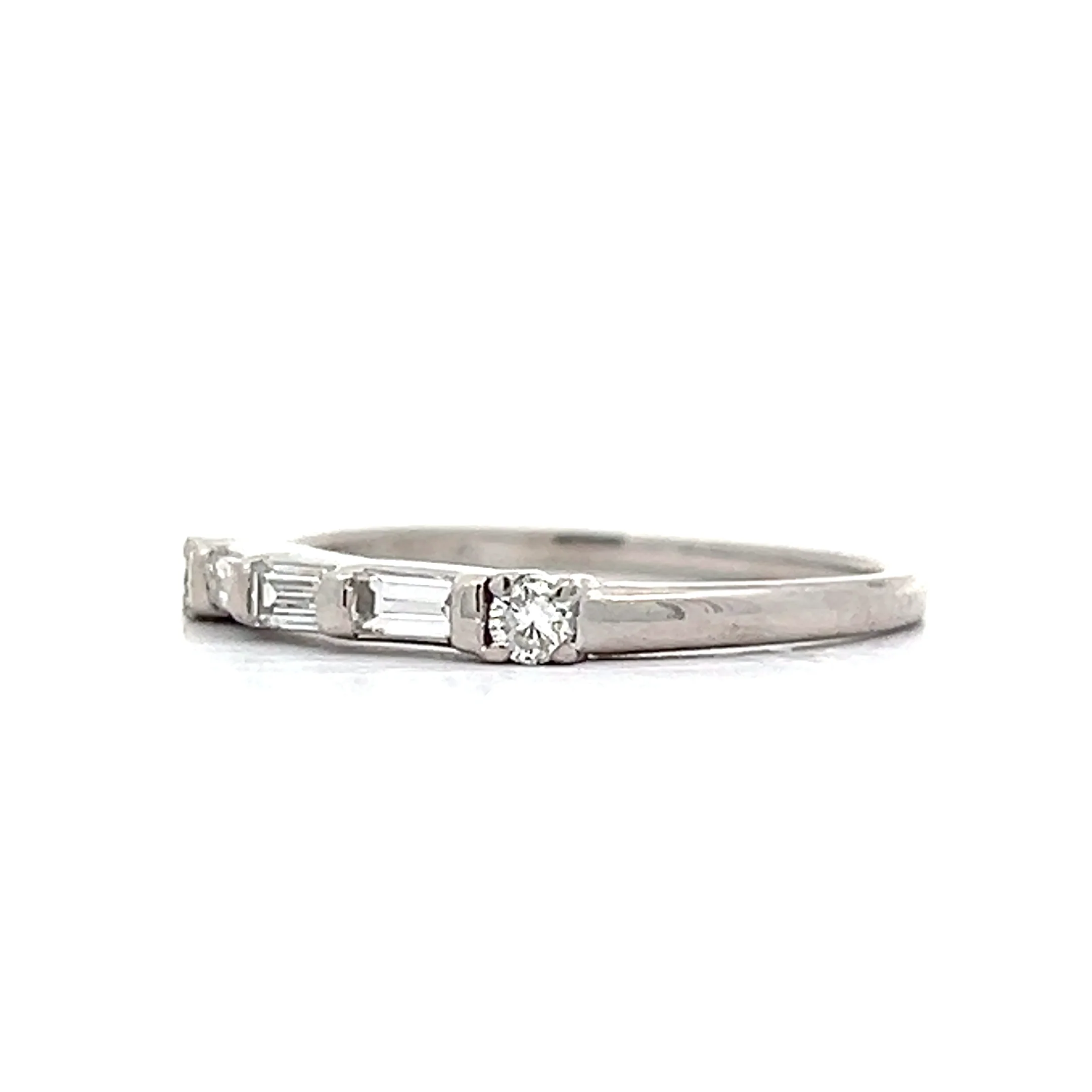 .32 Five Stone Baguette Diamond Wedding Band in 14k - Image 2