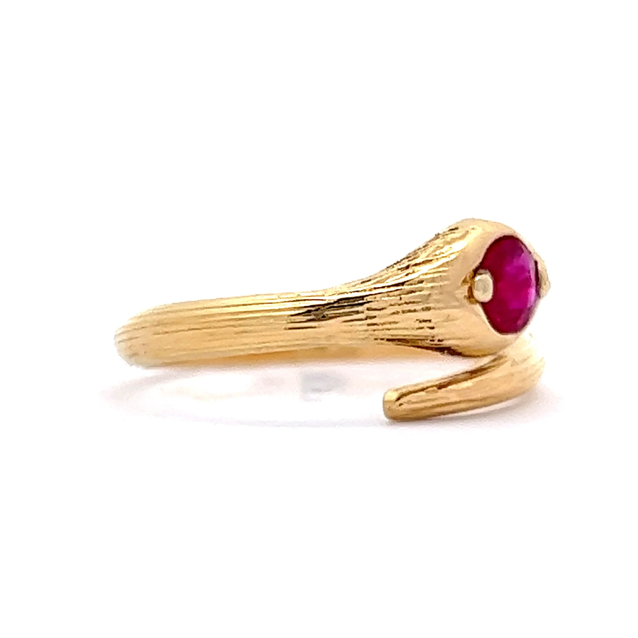 Vintage Mid-Century Ruby Snake Ring in 18k Yellow Gold - Image 3