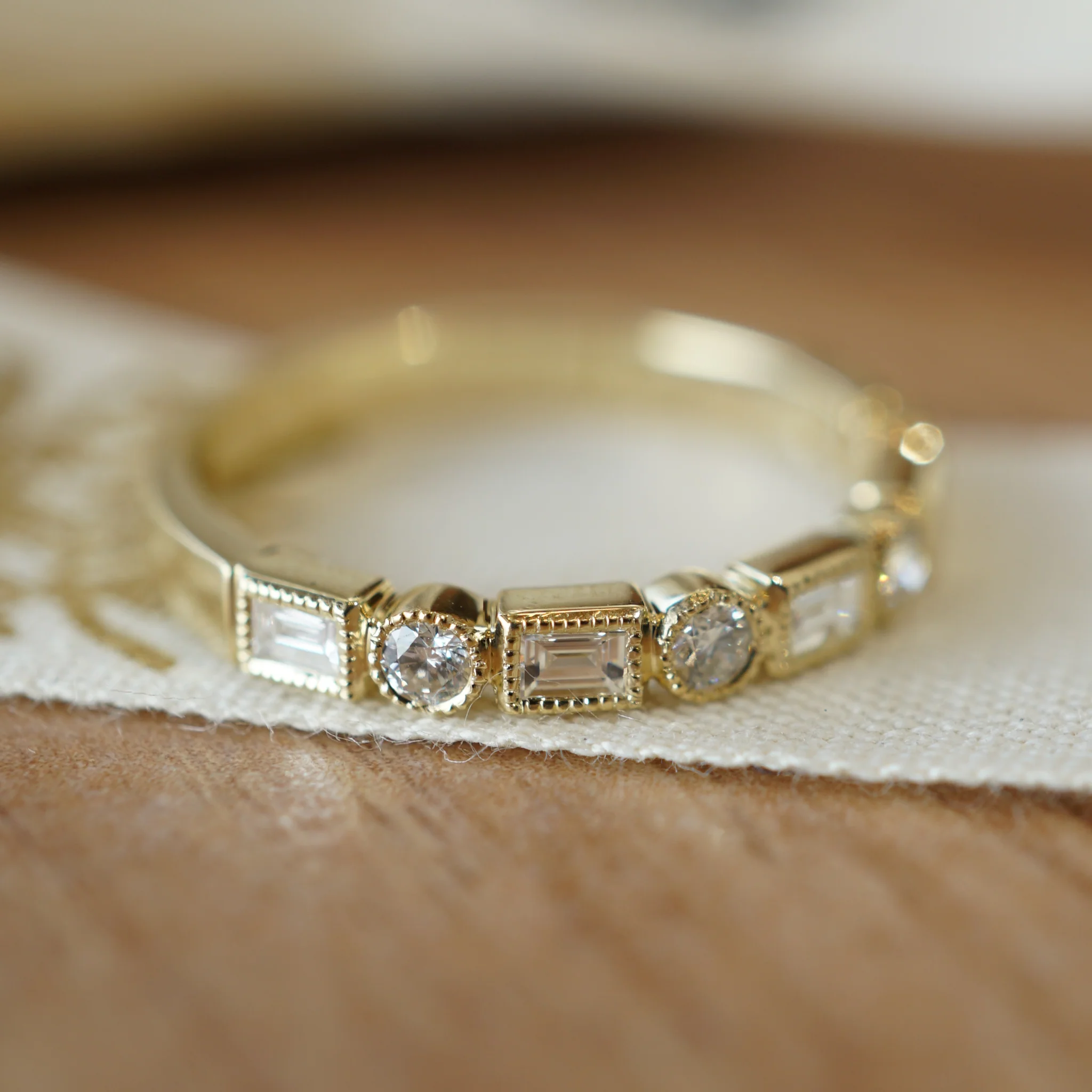 .33 Bezel Set Diamond Wedding Band in 14k Yellow Gold - Image 6
