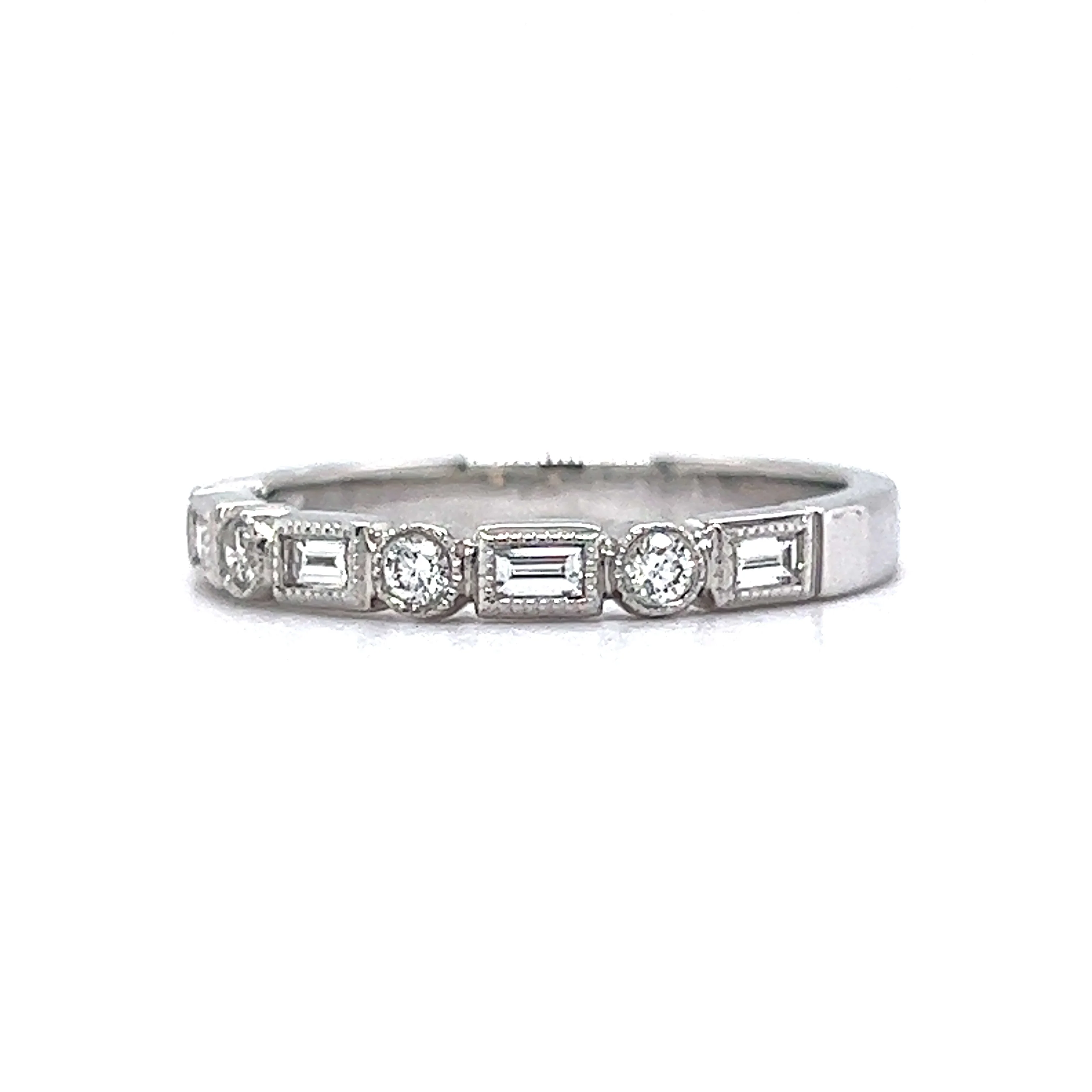 .33 Round & Baguette Diamond Wedding Band in 14k White Gold - Image 2