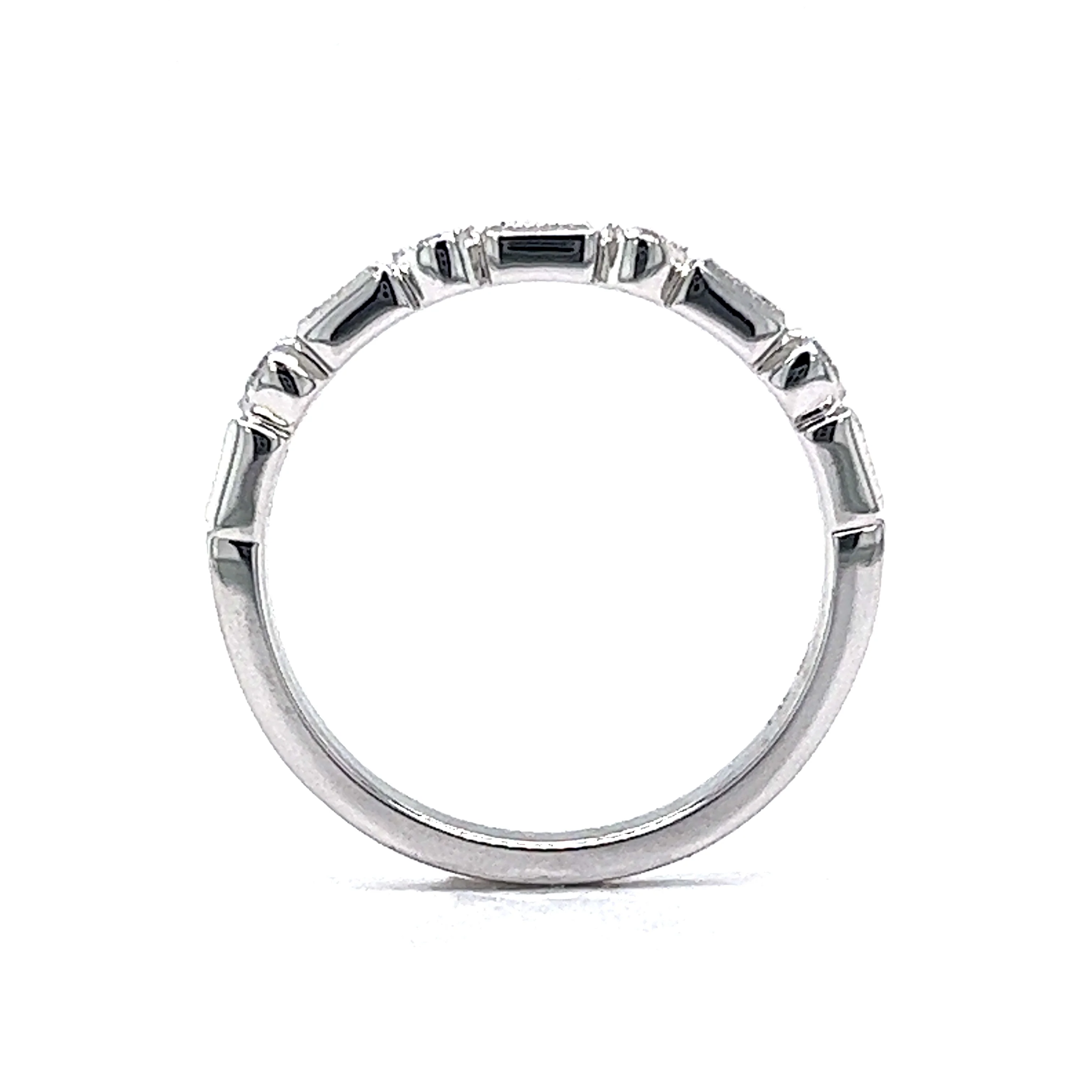 .33 Round & Baguette Diamond Wedding Band in 14k White Gold - Image 4