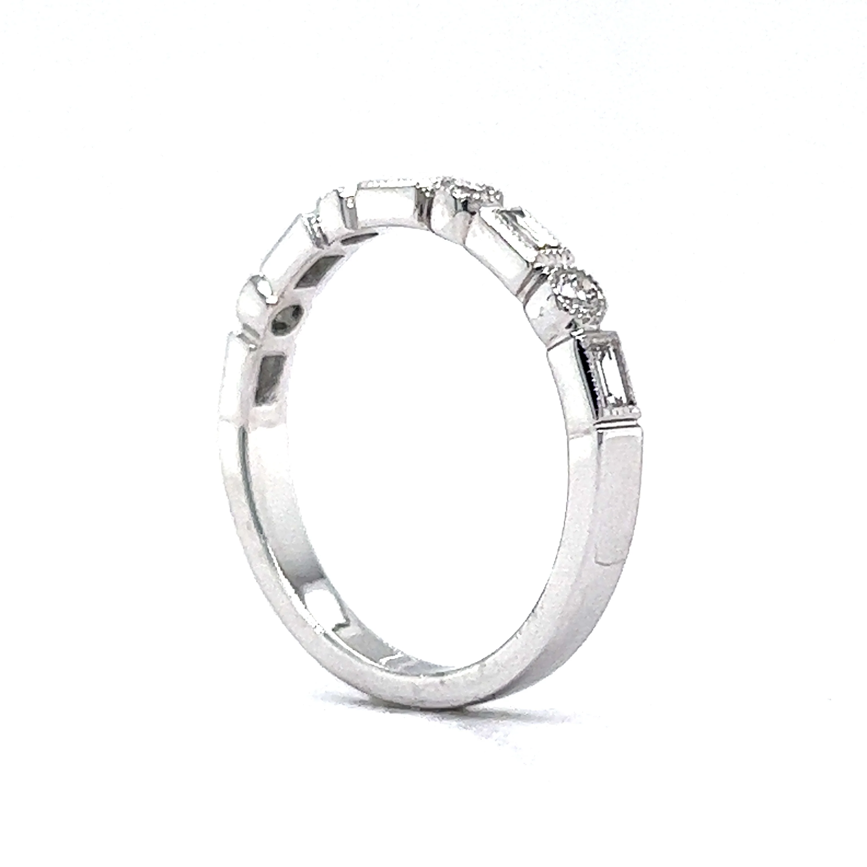 .33 Round & Baguette Diamond Wedding Band in 14k White Gold - Image 5