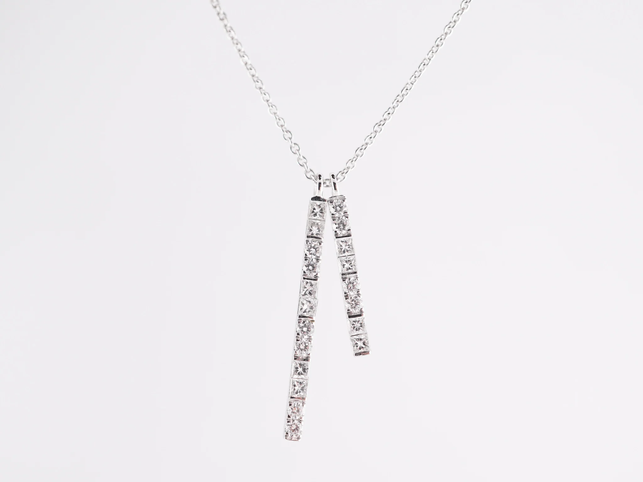.34 Thin Bar Diamond Necklace in 18K White Gold - Image 2
