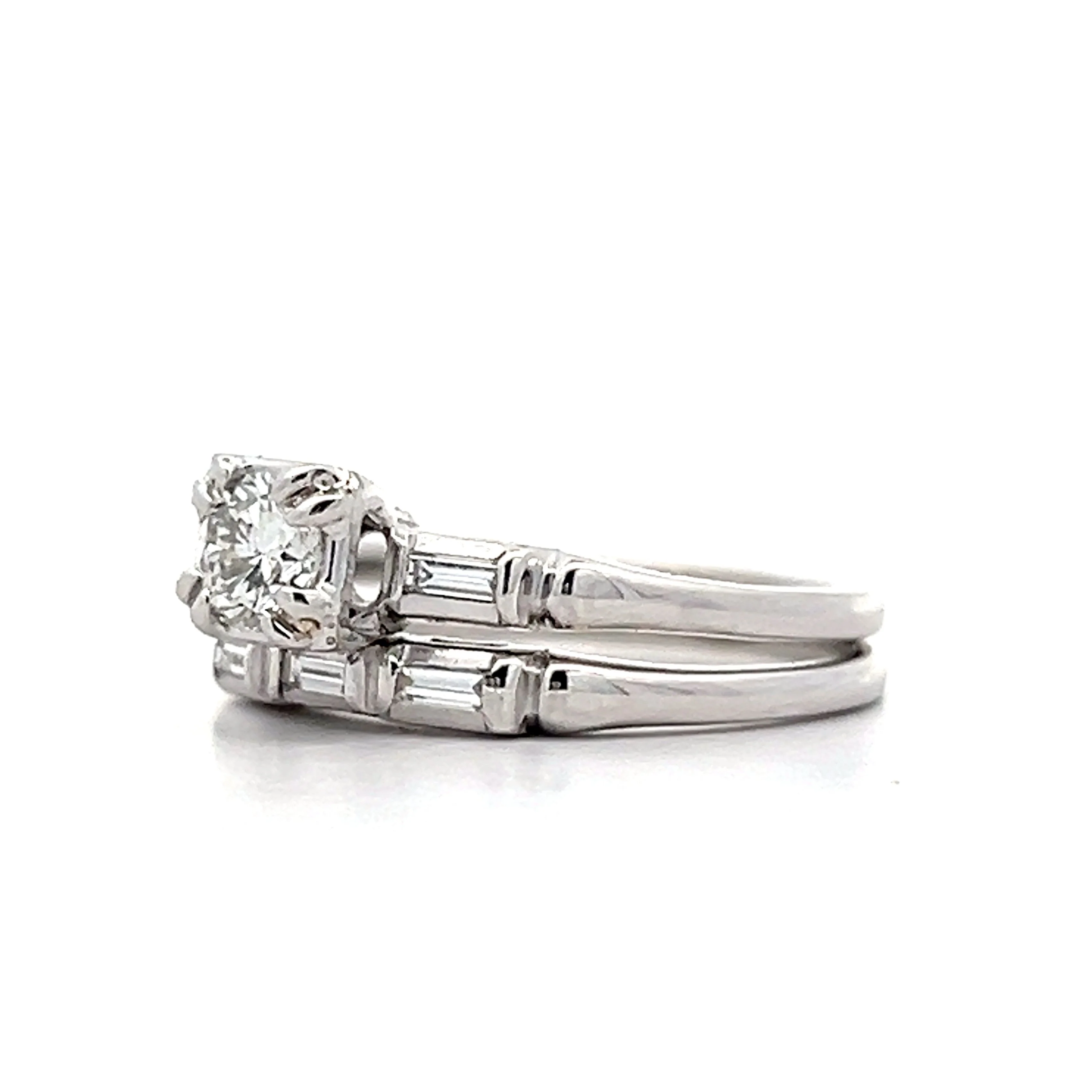 .35 Antique Deco Diamond Bridal Set in 14k White Gold - Image 2