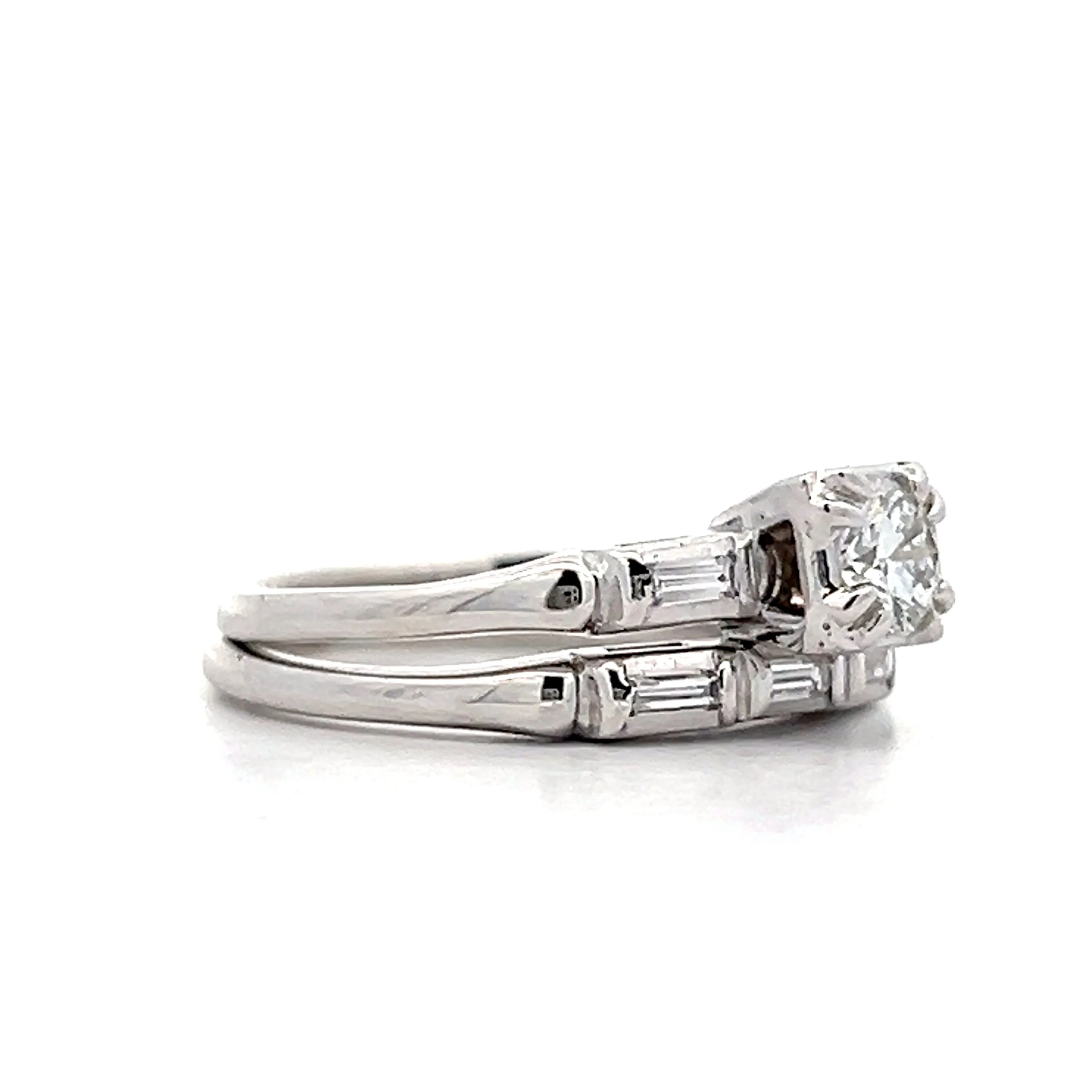 .35 Antique Deco Diamond Bridal Set in 14k White Gold - Image 3