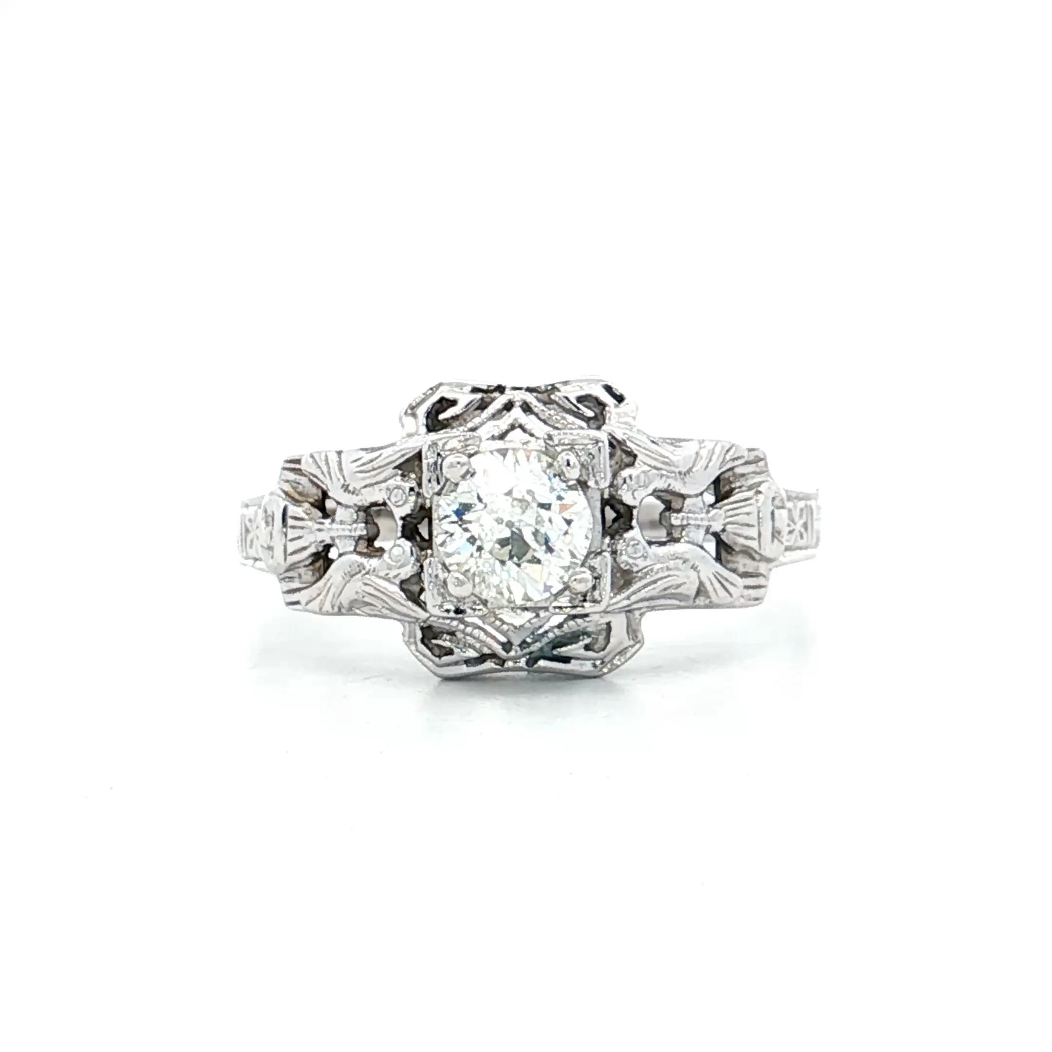 .35 Antique Solitaire Diamond Engagement Ring 18k