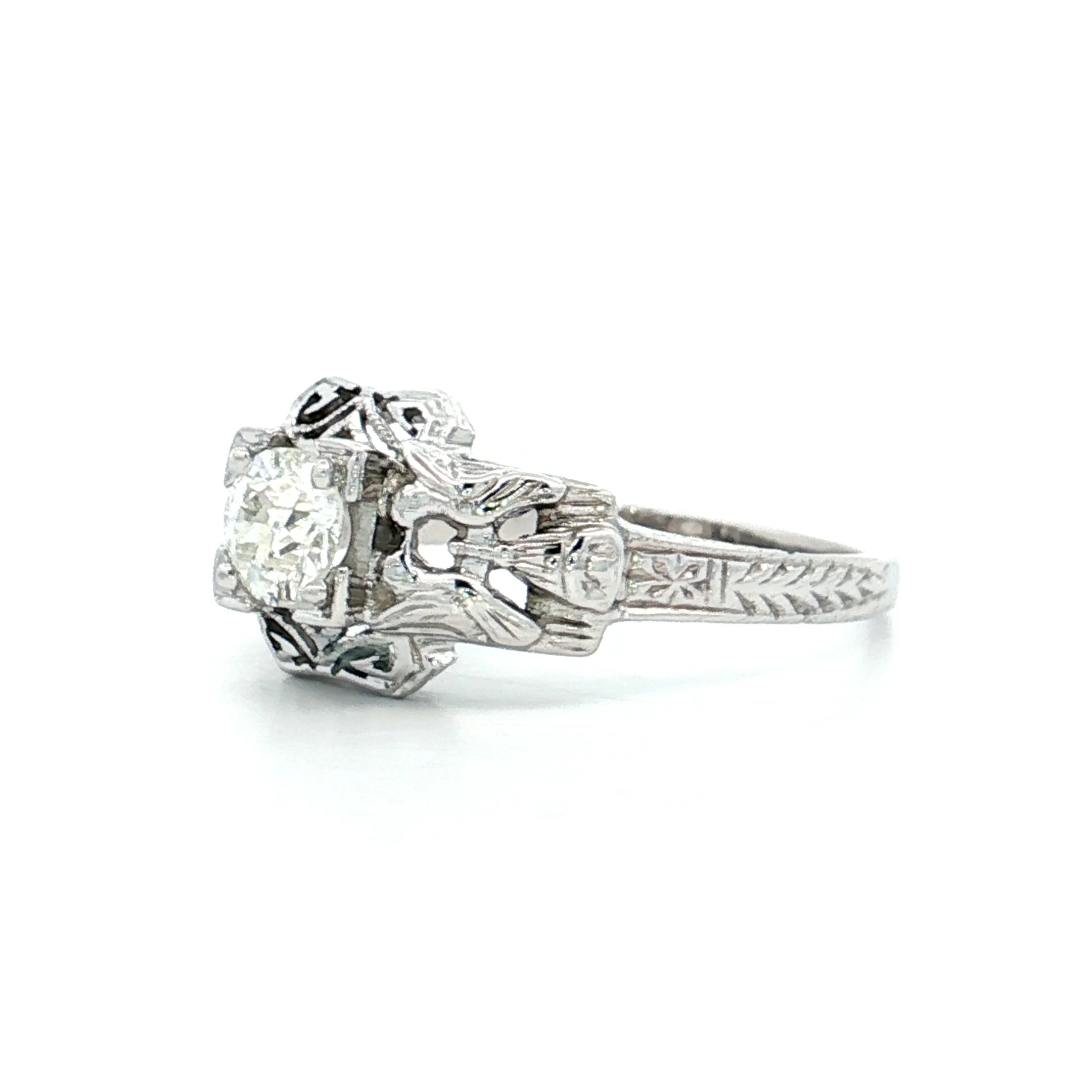 .35 Antique Solitaire Diamond Engagement Ring 18k - Image 2