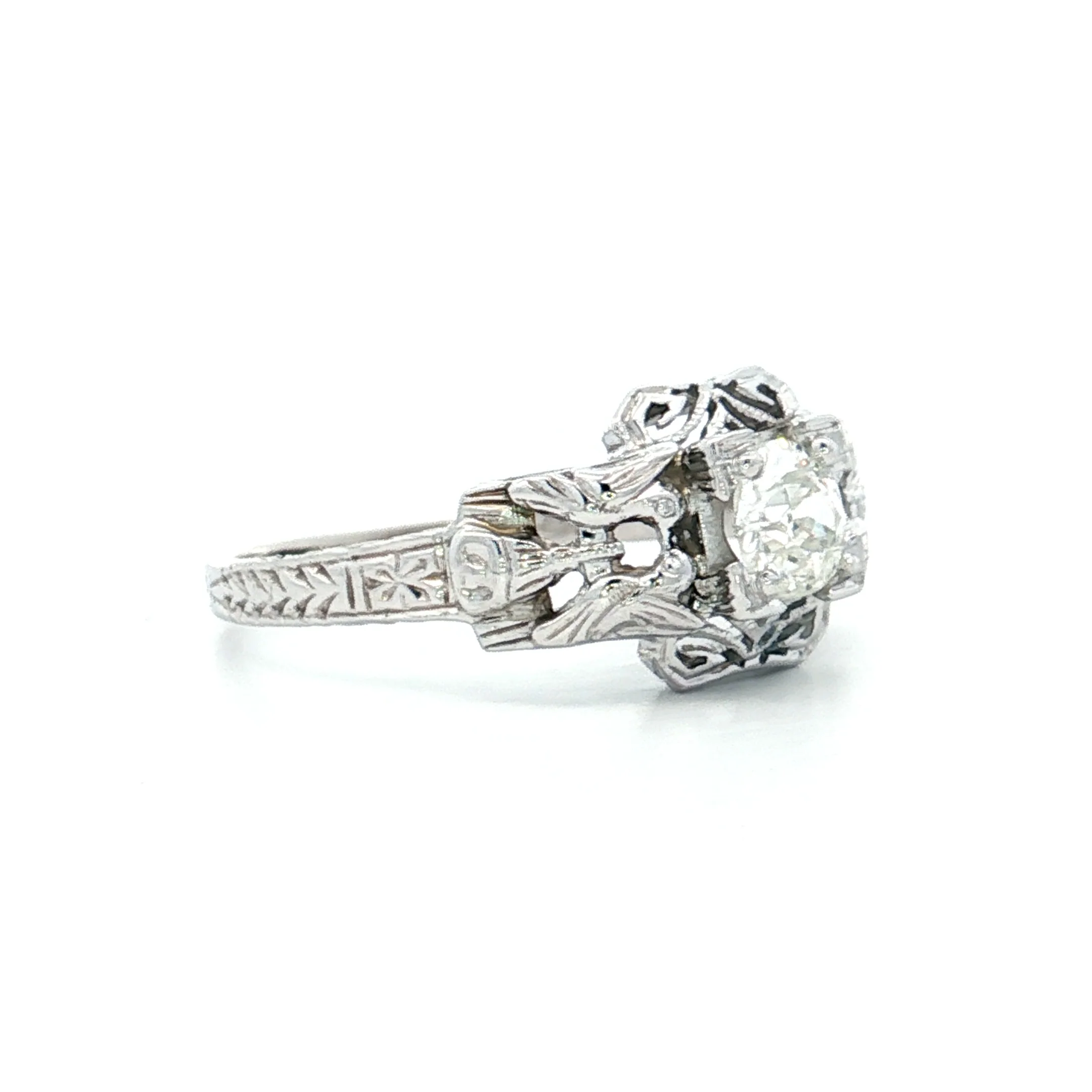 .35 Antique Solitaire Diamond Engagement Ring 18k - Image 3