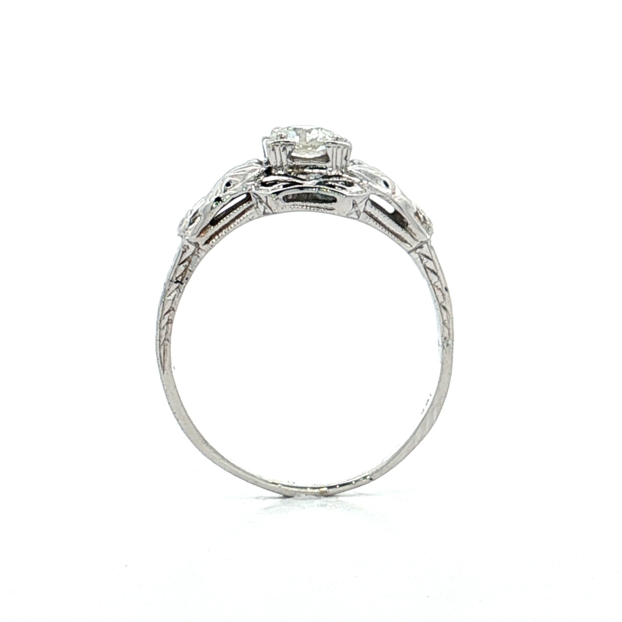 .35 Antique Solitaire Diamond Engagement Ring 18k - Image 4