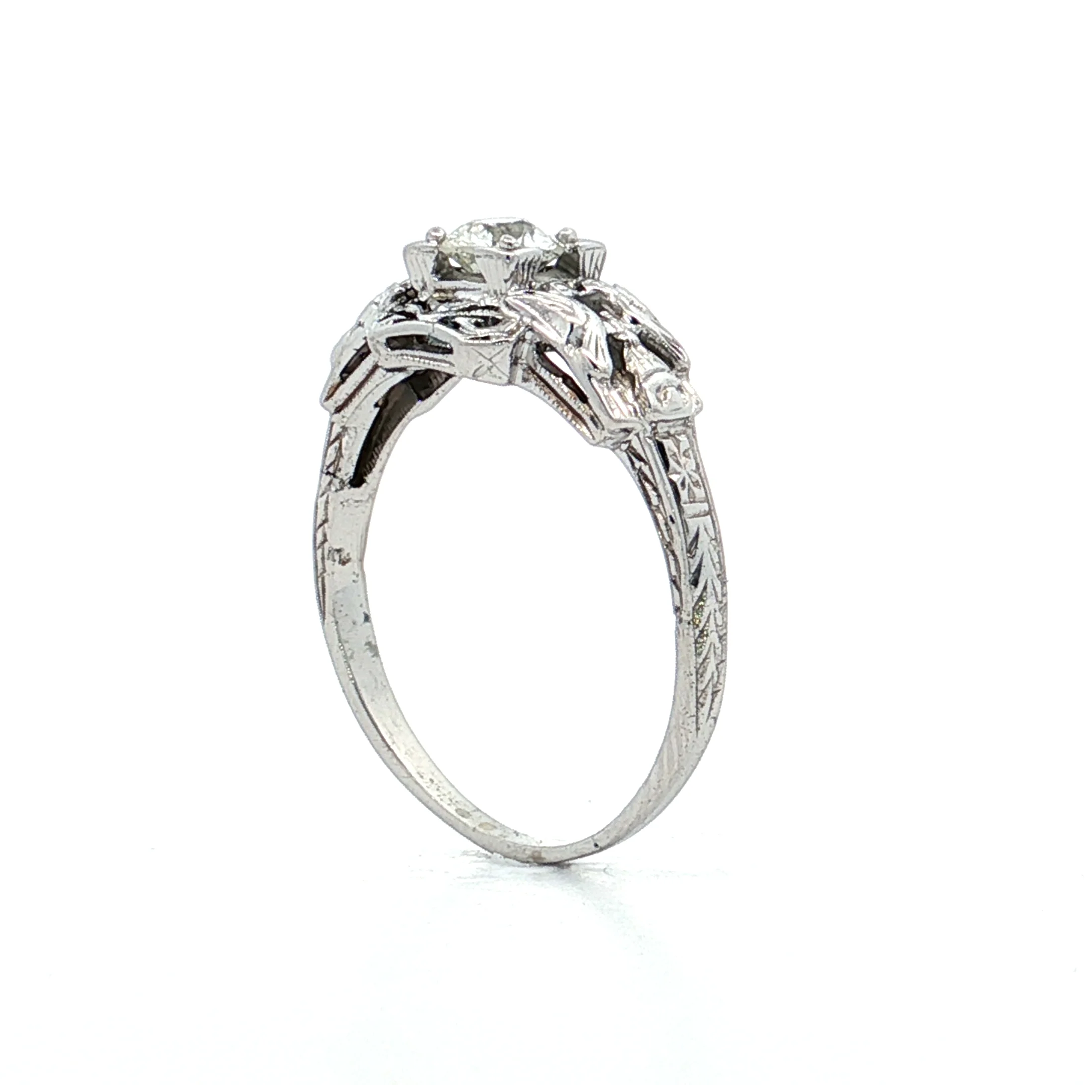 .35 Antique Solitaire Diamond Engagement Ring 18k - Image 5
