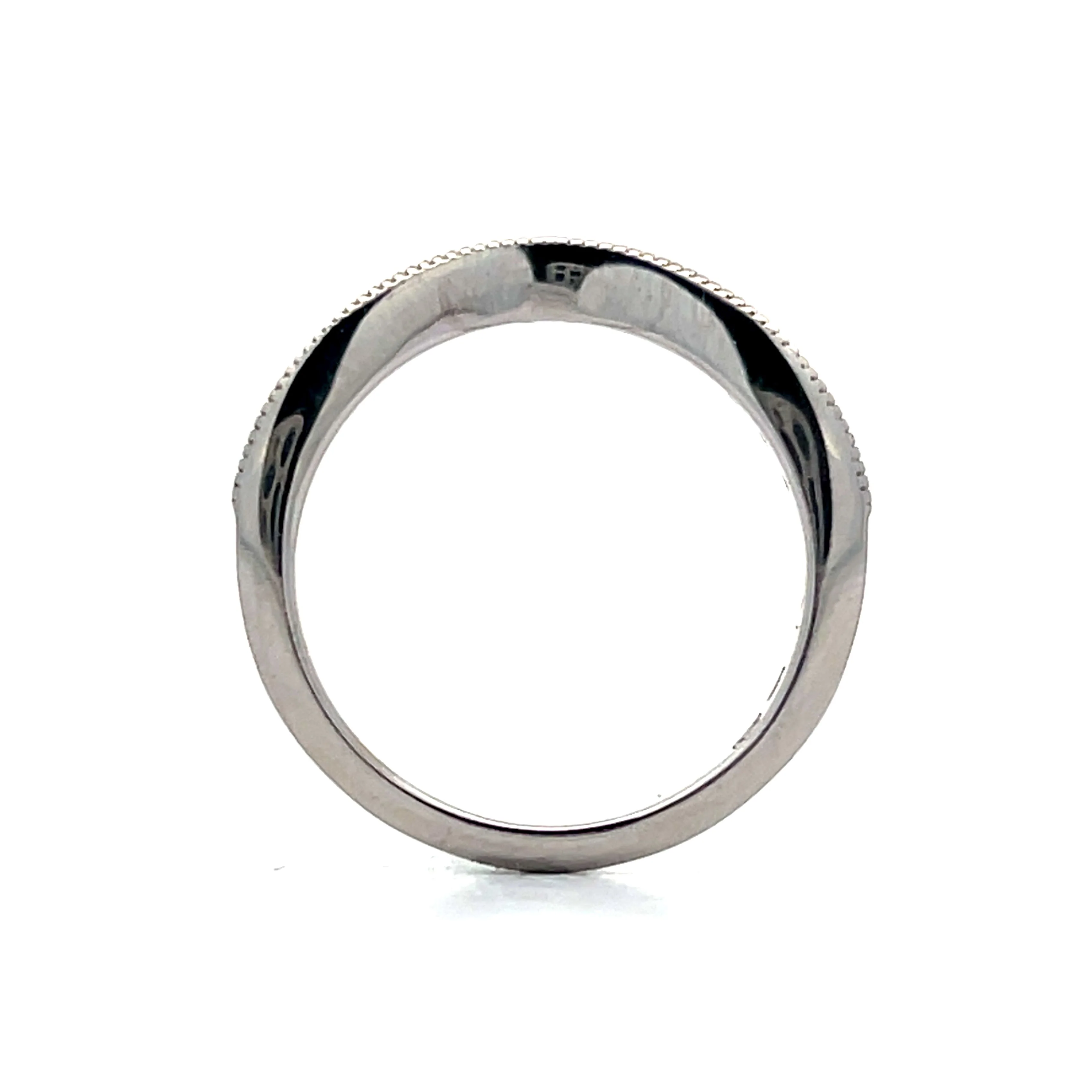 .35 Curved Round Diamond Band in 14k White Gold - Image 4