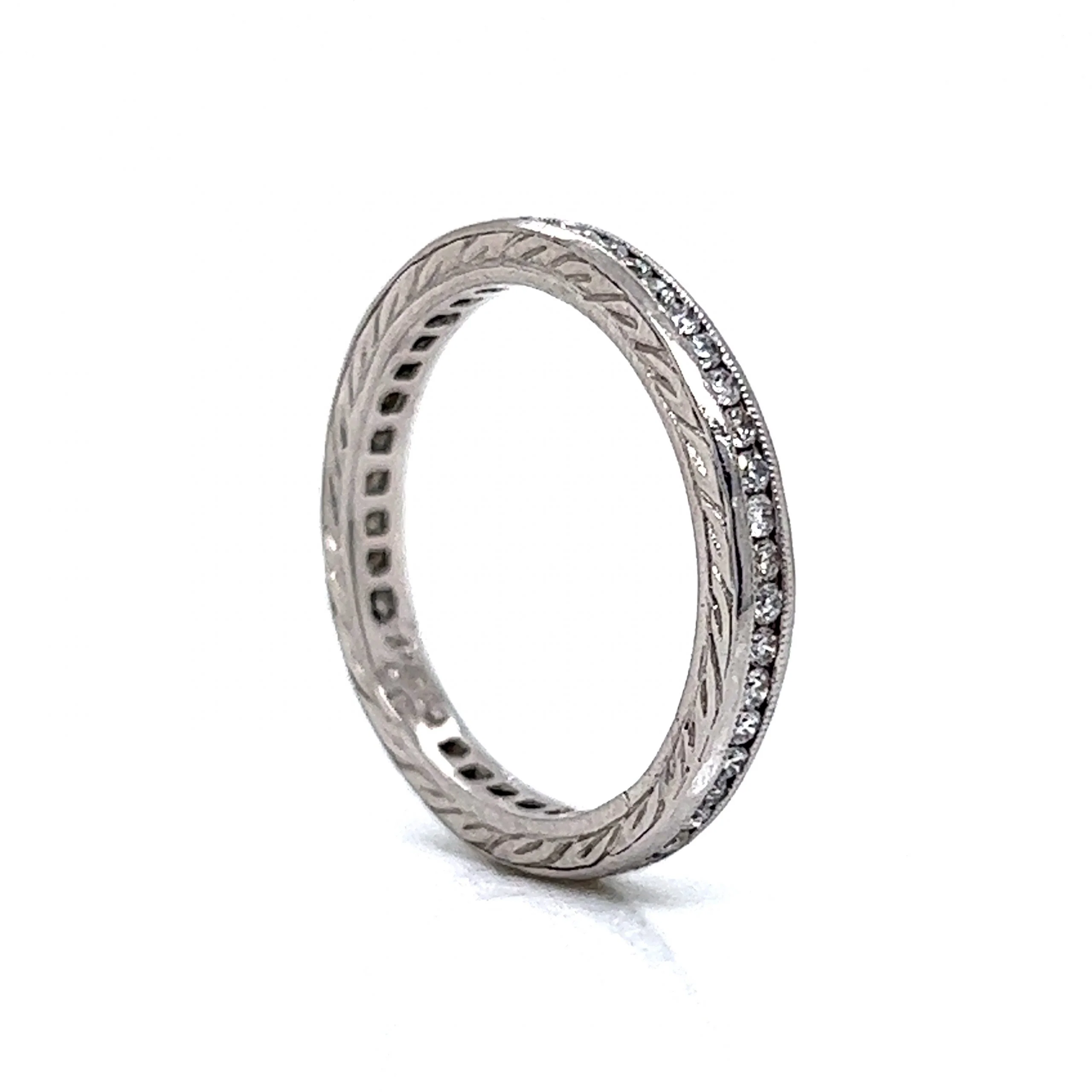 .35 Diamond Eternity Engraved Wedding Band in Platinum - Image 5