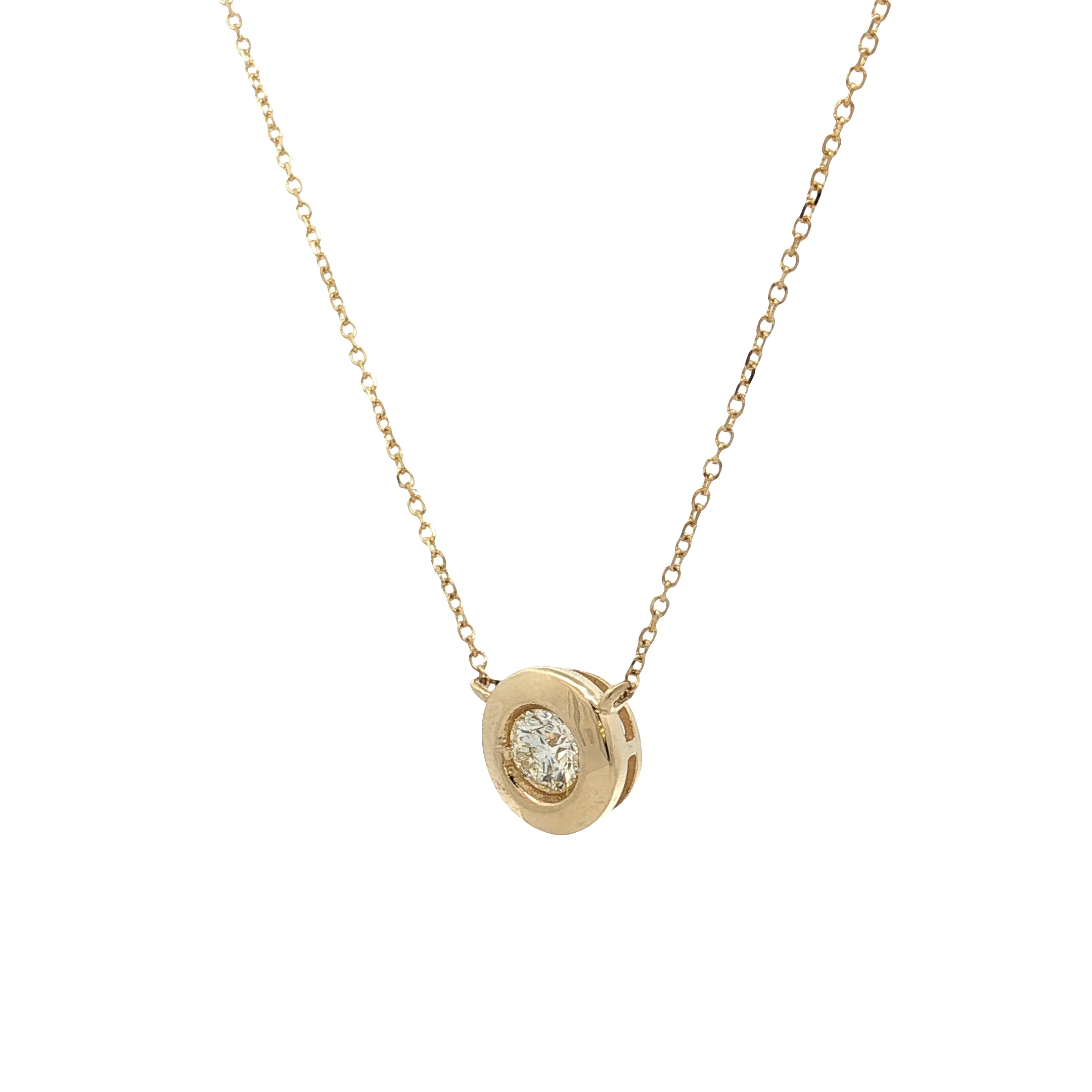 .35 Diamond Pendant Necklace 14k Yellow Gold - Image 2