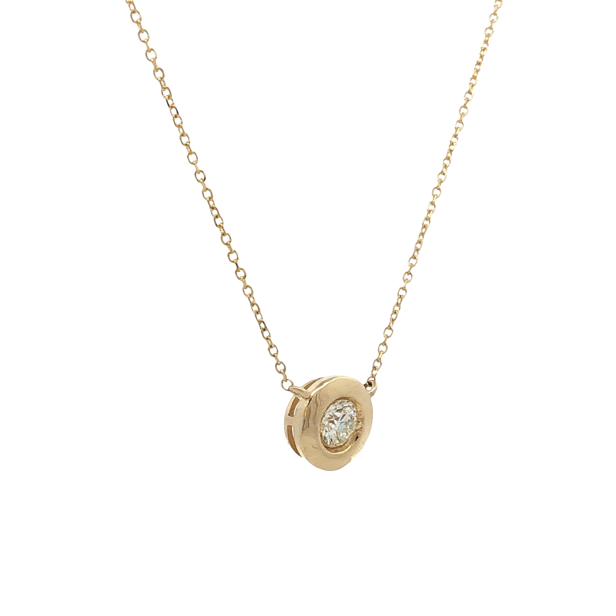 .35 Diamond Pendant Necklace 14k Yellow Gold - Image 3