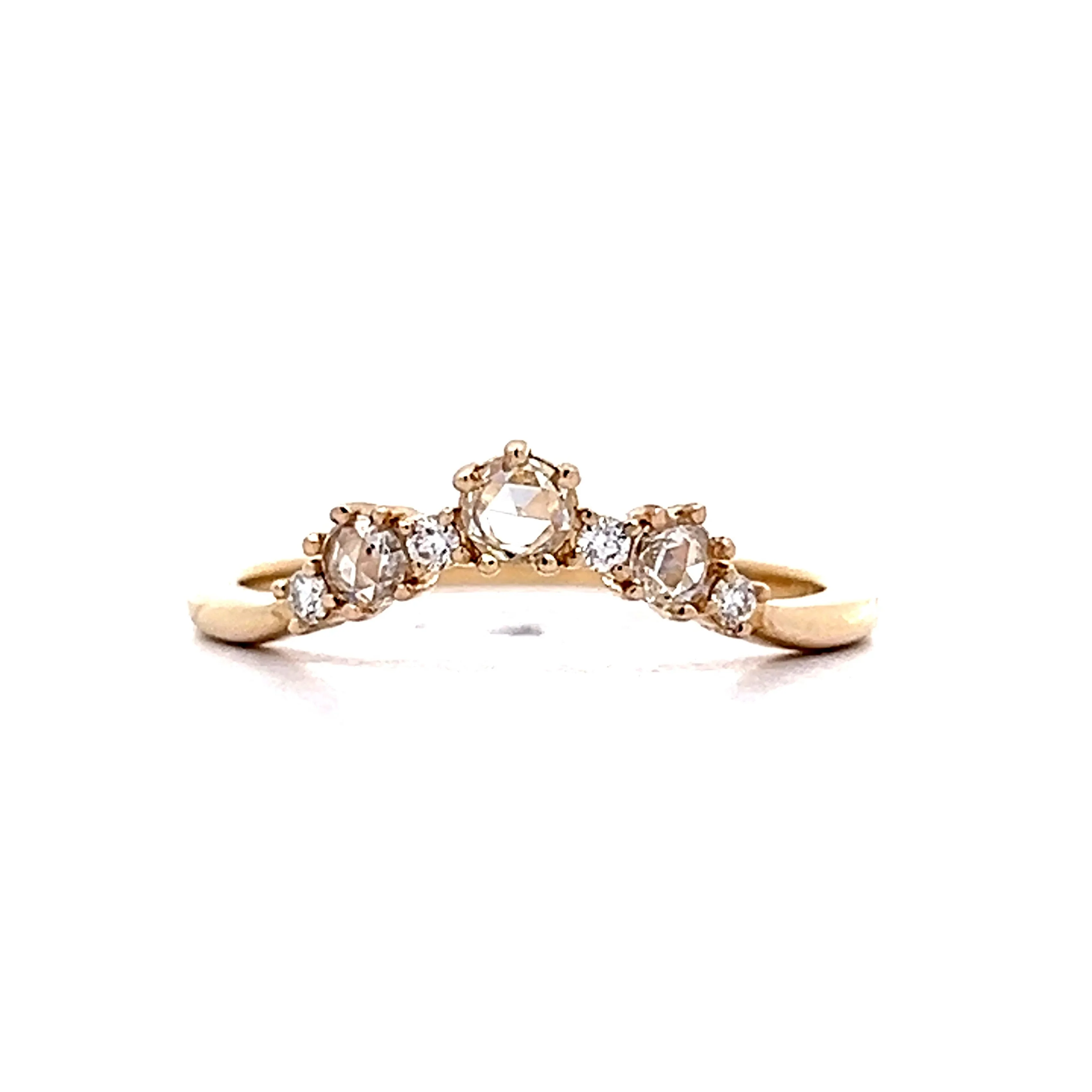 .35 Rose Cut Diamond Contour Wedding Band in 14k Yellow Gold