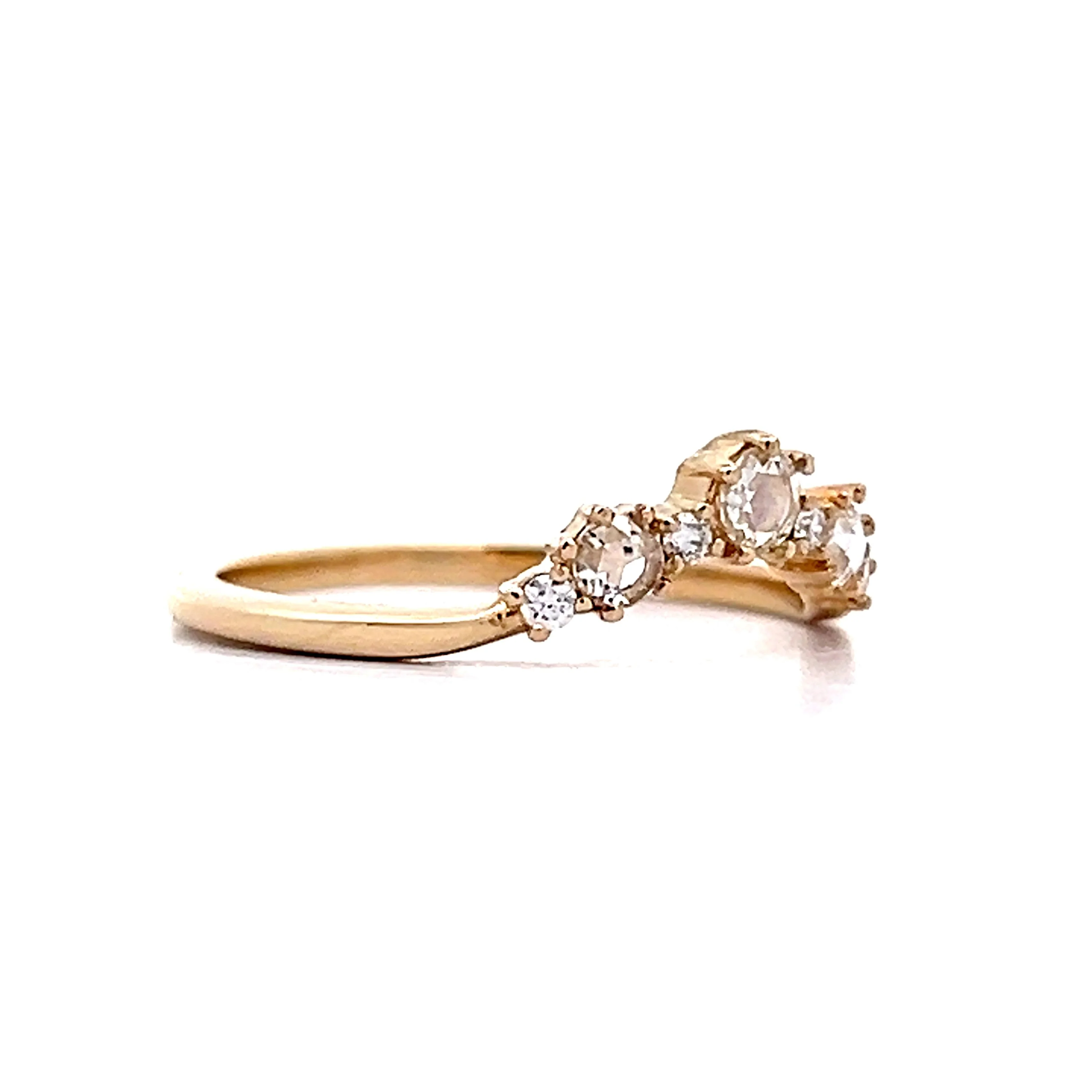 .35 Rose Cut Diamond Contour Wedding Band in 14k Yellow Gold - Image 3