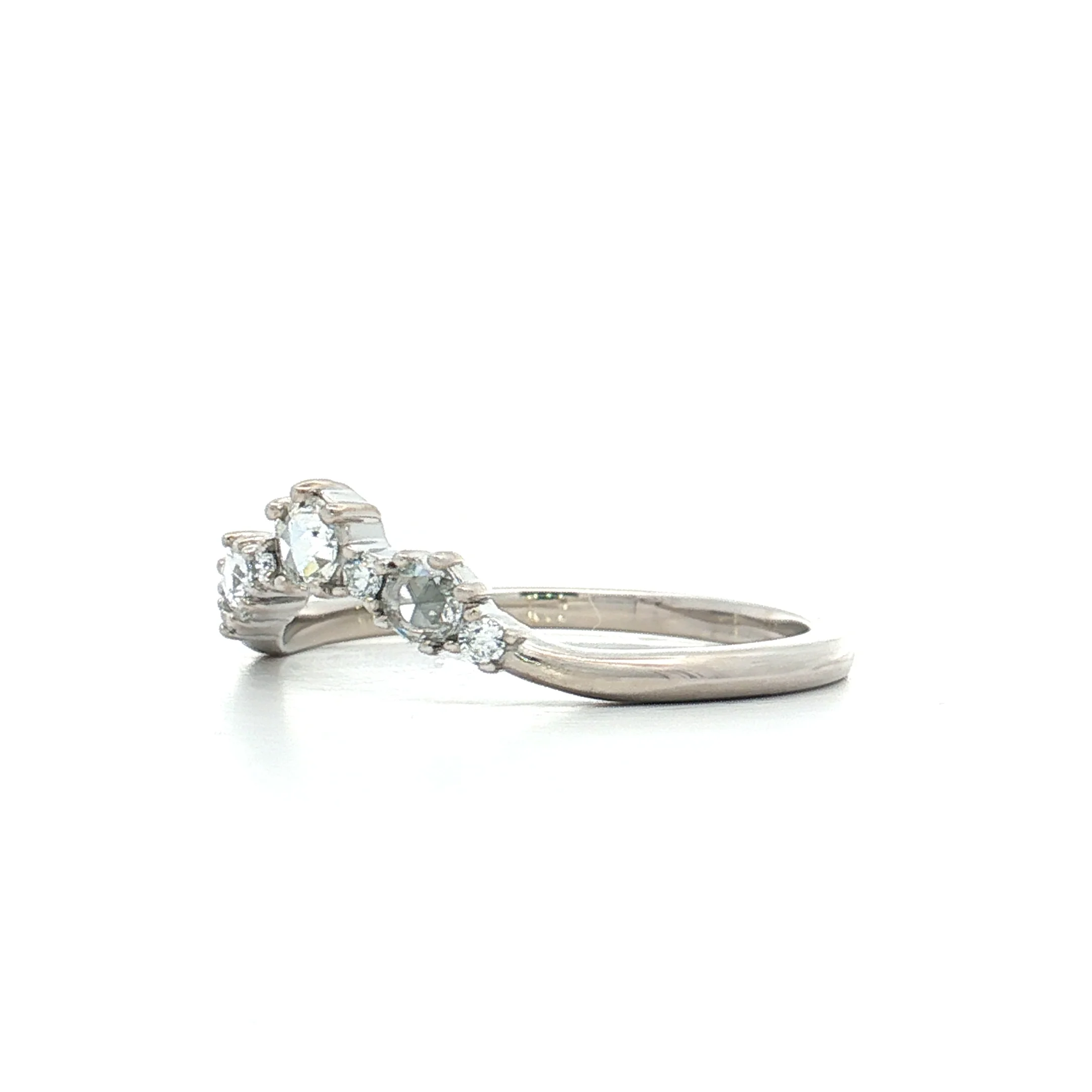 .35 Rose Cut Diamond Curved Wedding Band 14k White Gold - Image 2