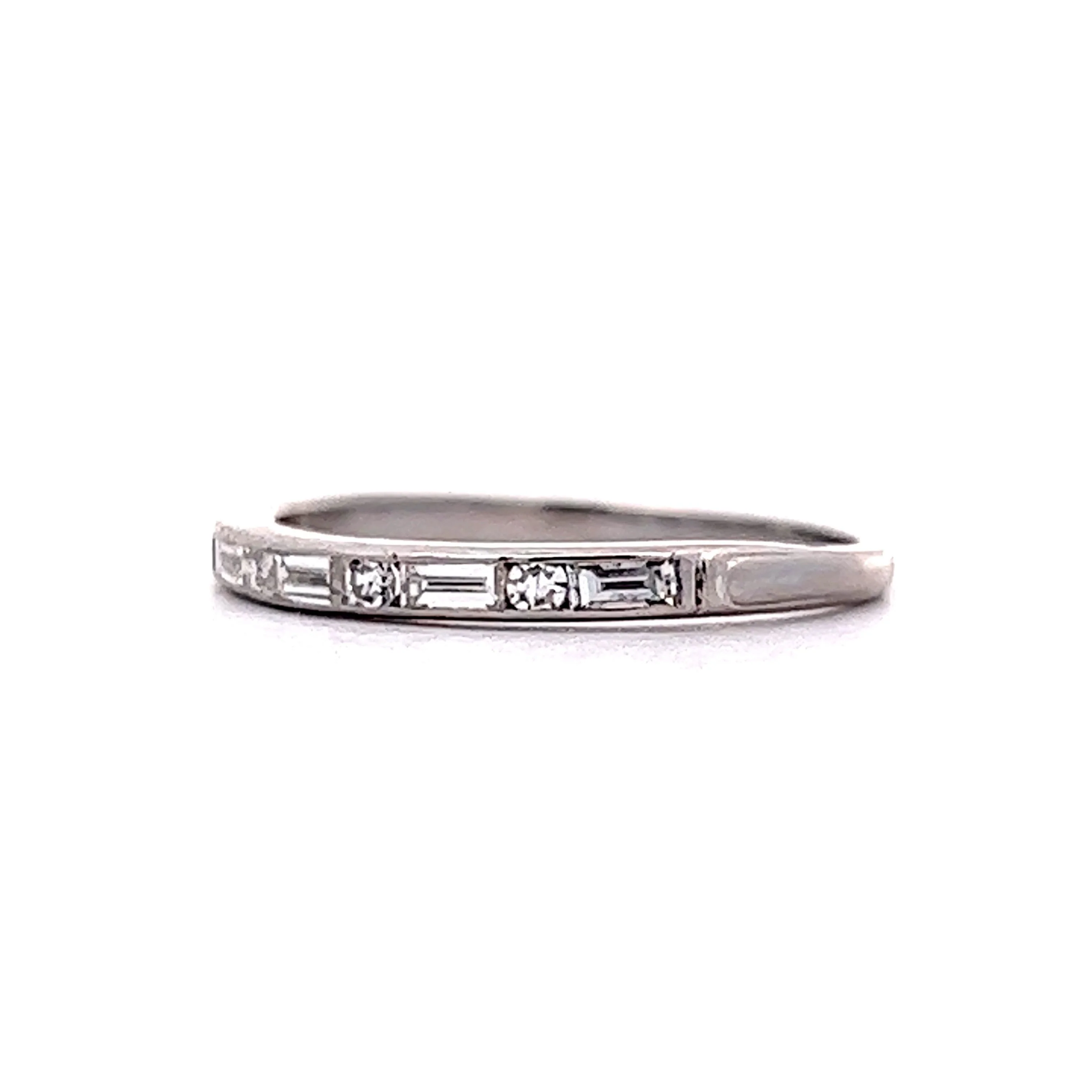 .35 Baguette & Round Diamond Wedding Band in Platinum - Image 2