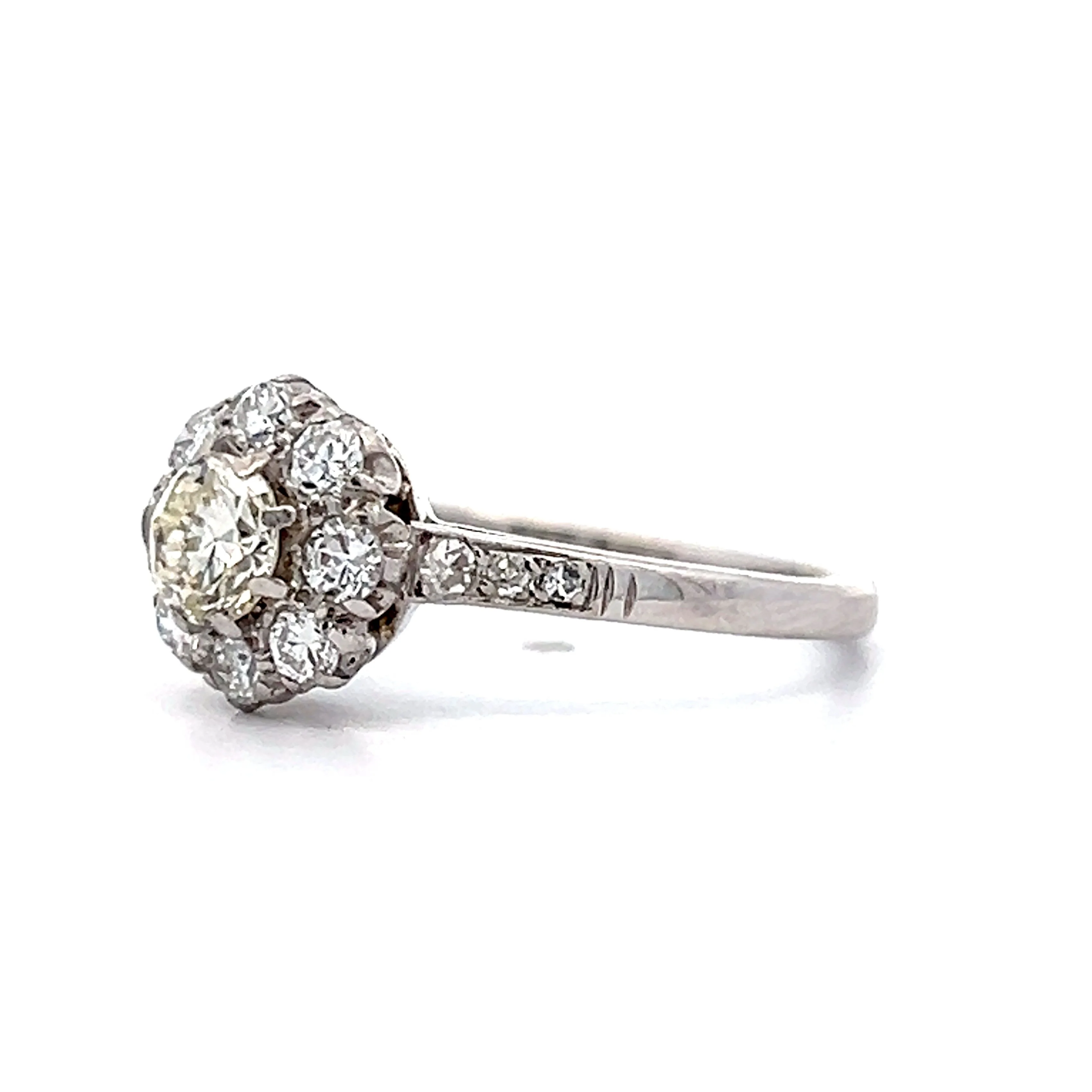 .36 Antique Deco Cluster Engagement Ring in Palladium/18k - Image 2
