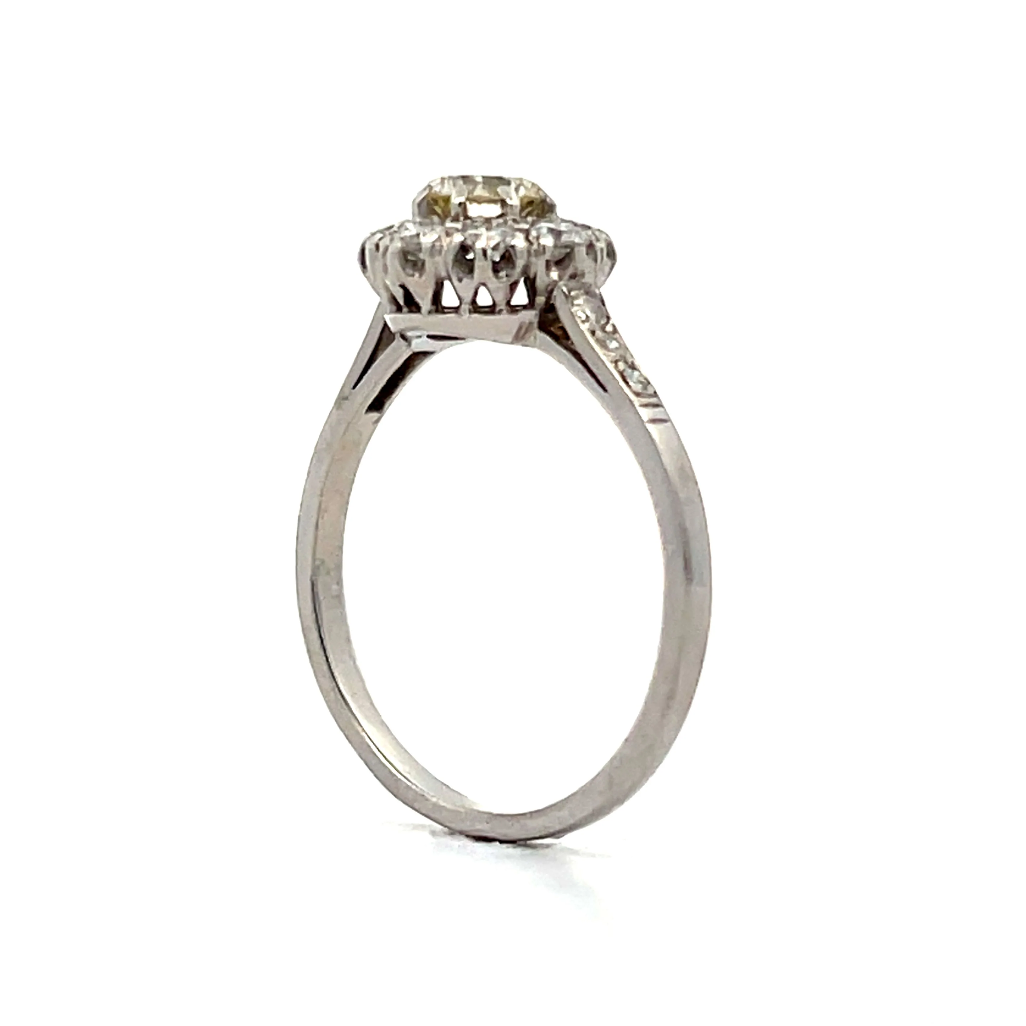 .36 Antique Deco Cluster Engagement Ring in Palladium/18k - Image 5