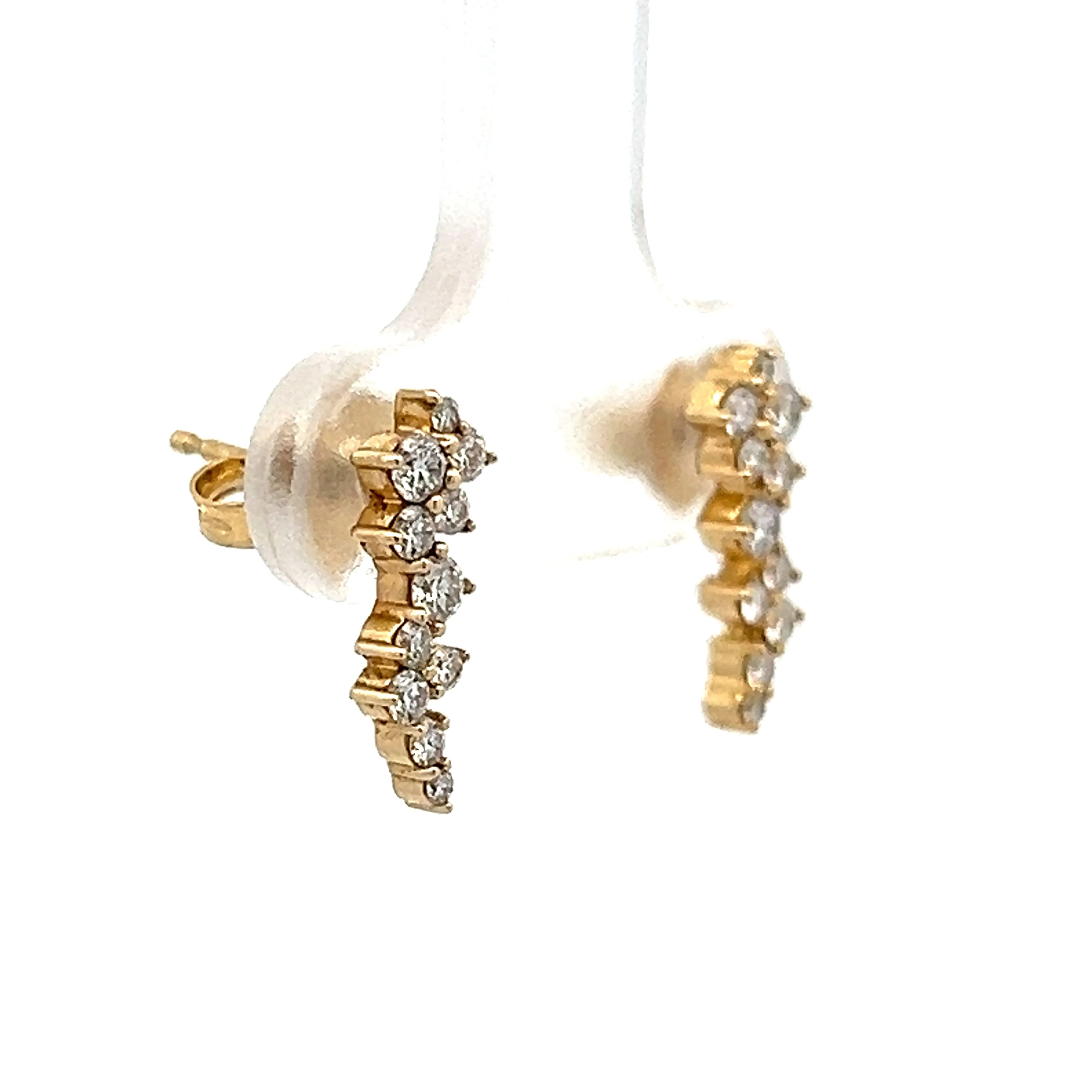 .36 Diamond Ear Climber Stud Earrings in 14k Yellow Gold - Image 3