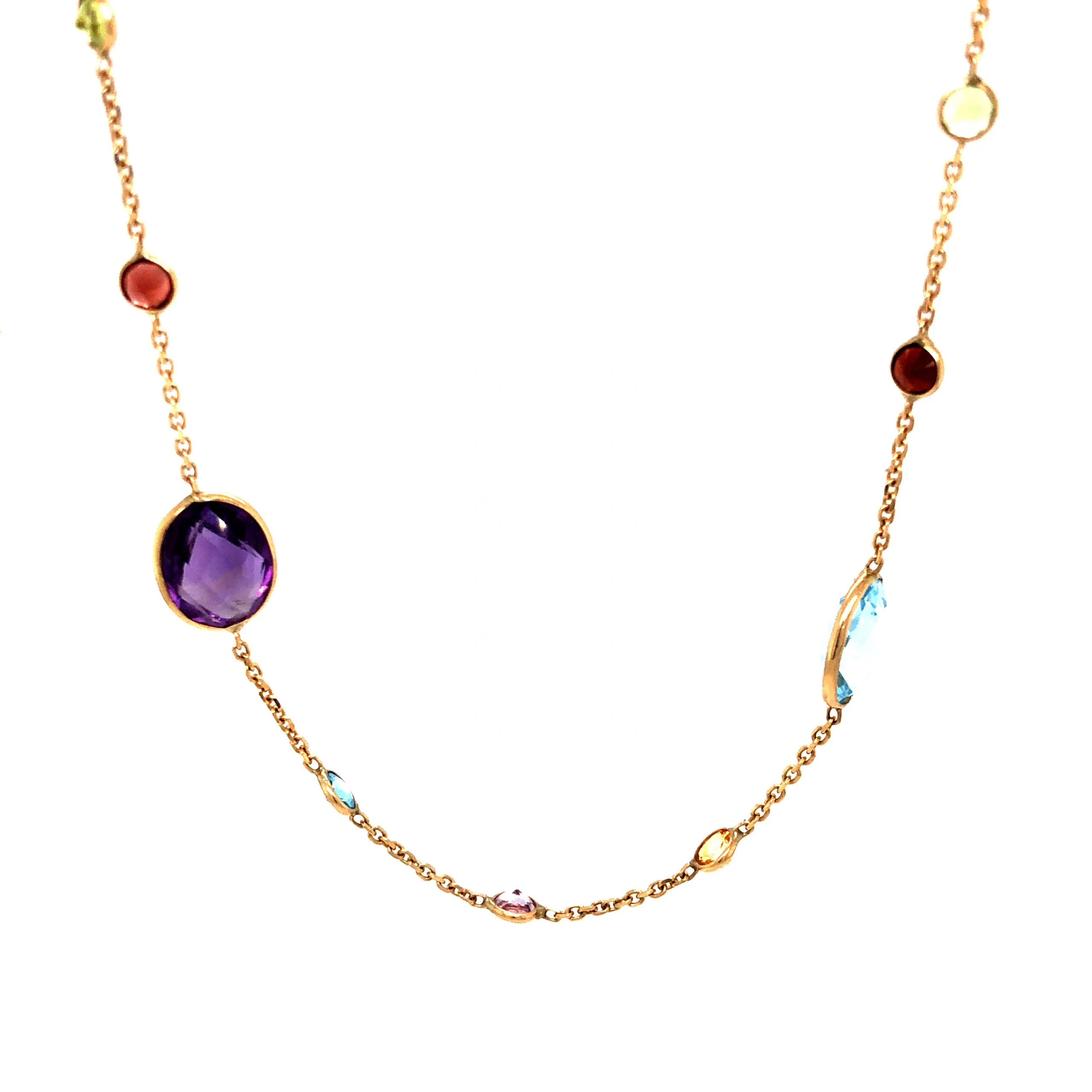 36" Multi-Gemstone Necklace in 14K Yellow Gold - Image 2