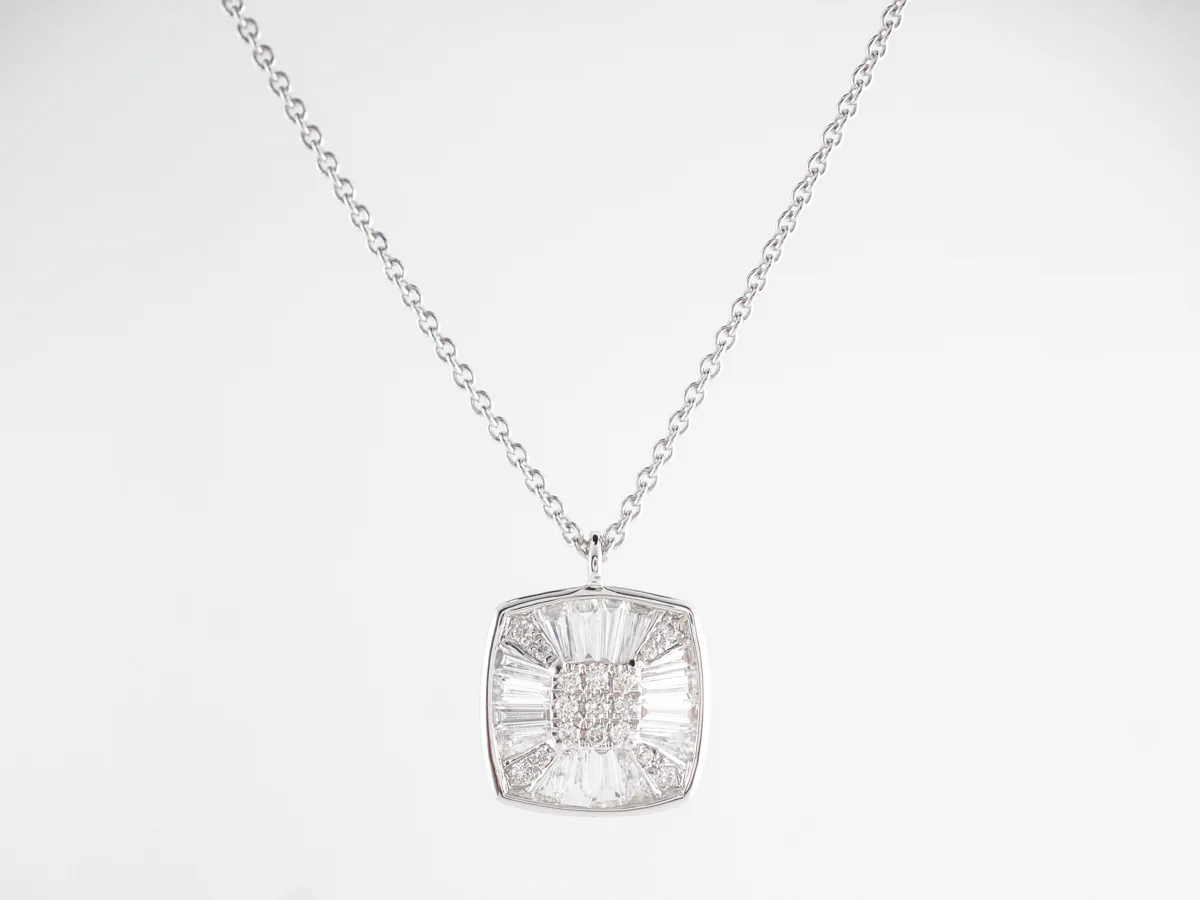 .36 Round & Baguette Diamond Pendant in 18K White Gold - Image 2