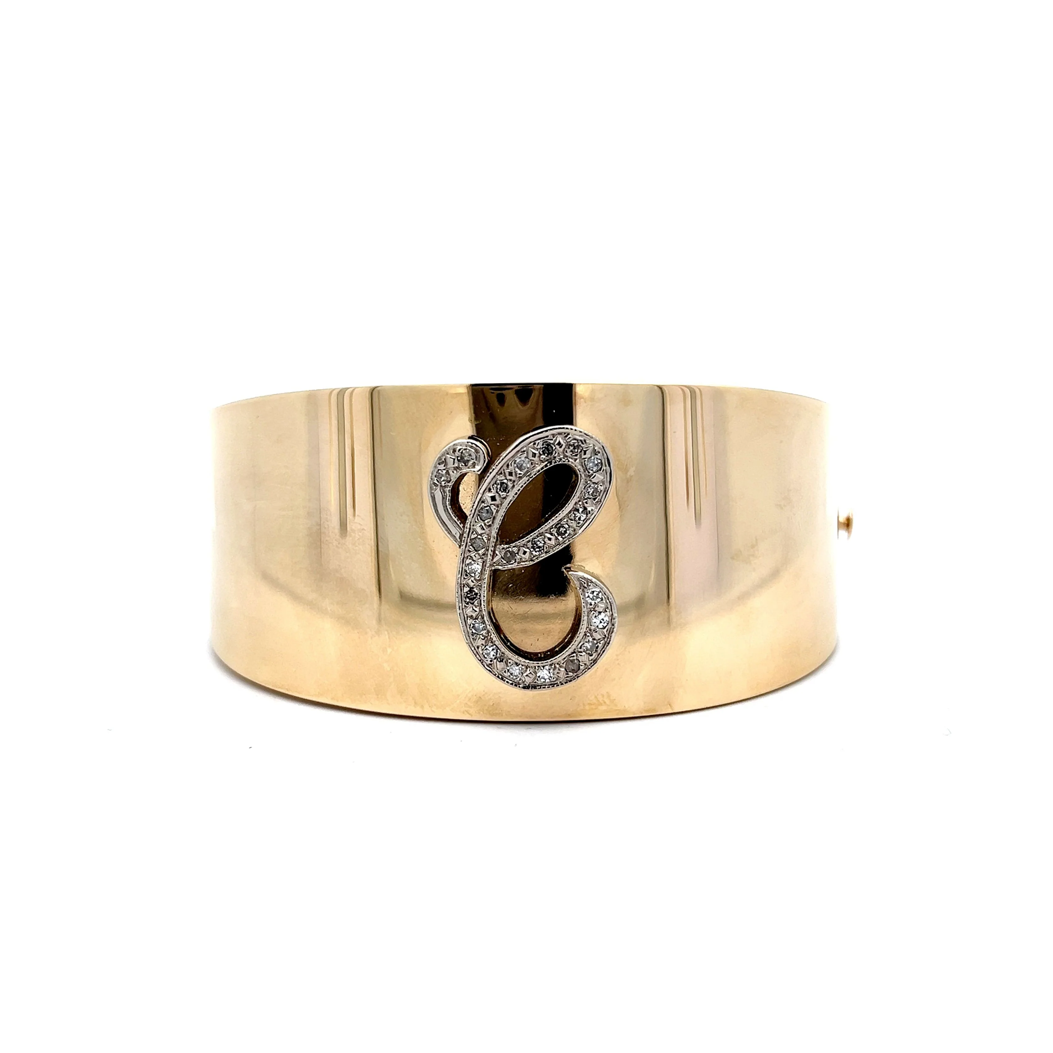 .36 Vintage Mid-Century Diamond Cuff Bracelet in 14k