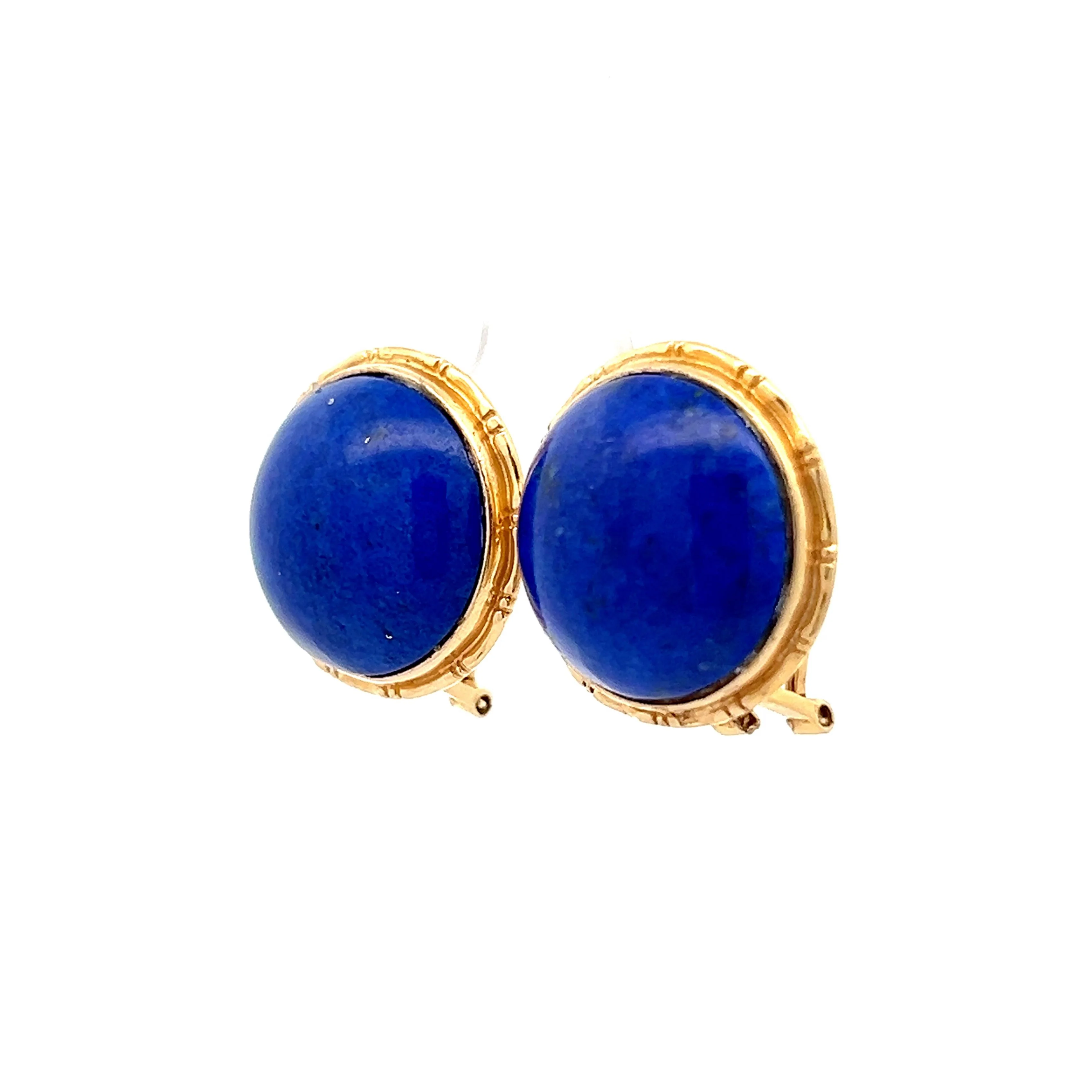 37.80 Lapis Cabochon Stud Earrings in 14k - Image 2