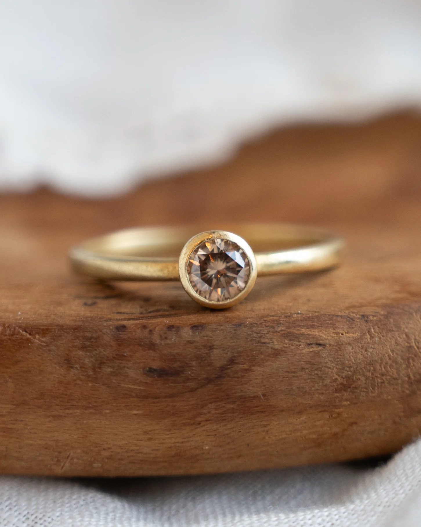 .37 Fancy Light Brown Diamond Engagement Ring 18k - Image 6