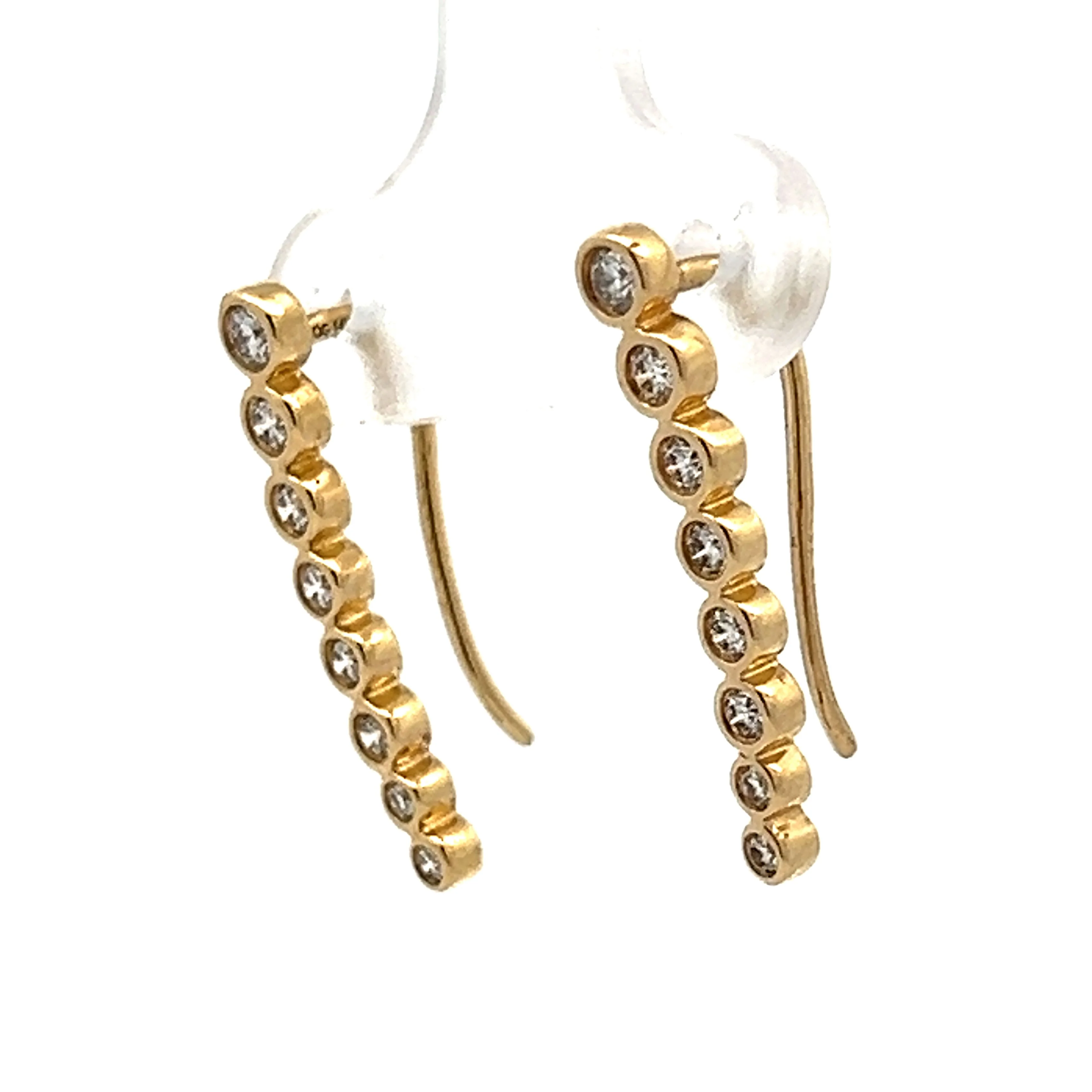 .38 Bezel Diamond Climber Earrings in 14k Yellow Gold - Image 2