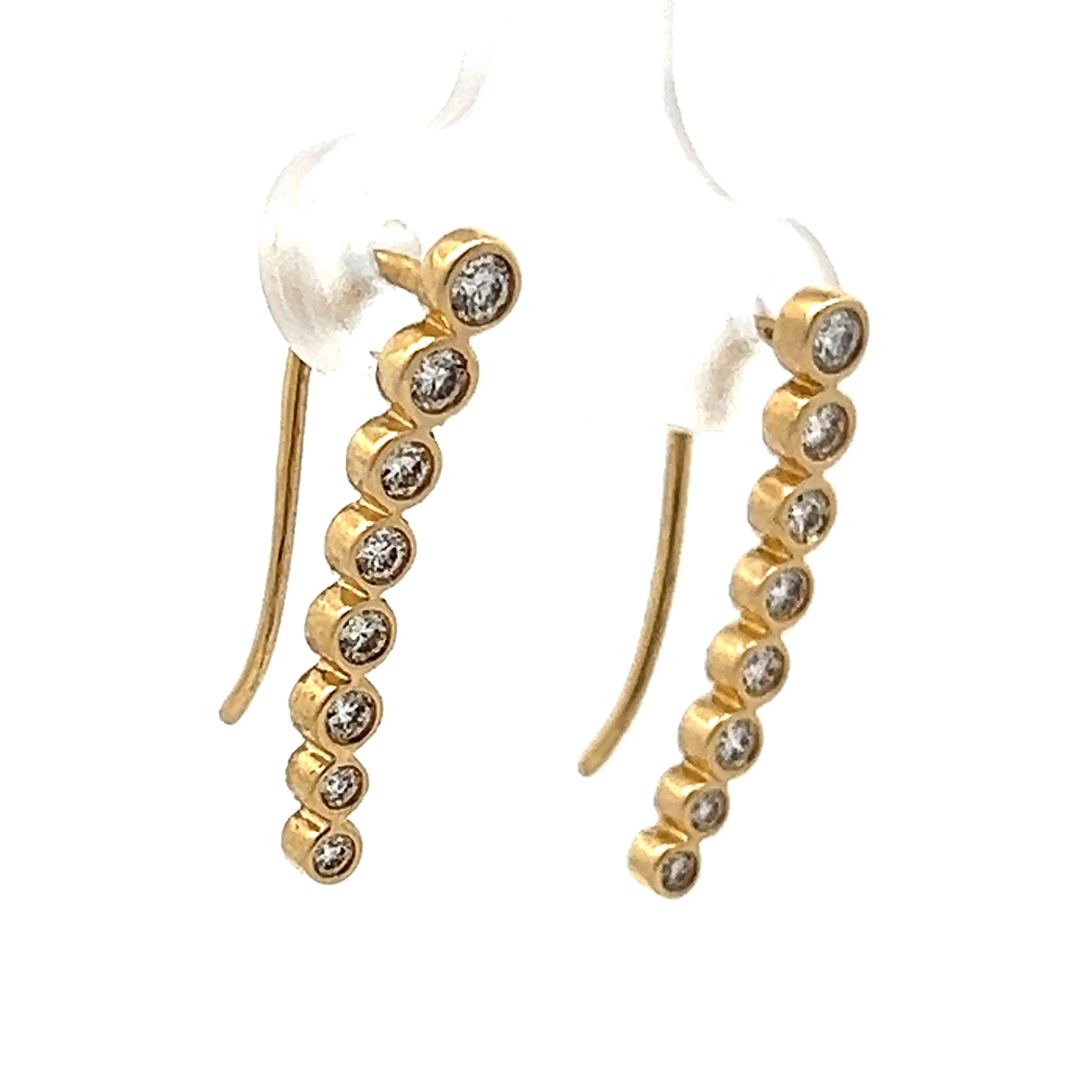 .38 Bezel Diamond Climber Earrings in 14k Yellow Gold - Image 3