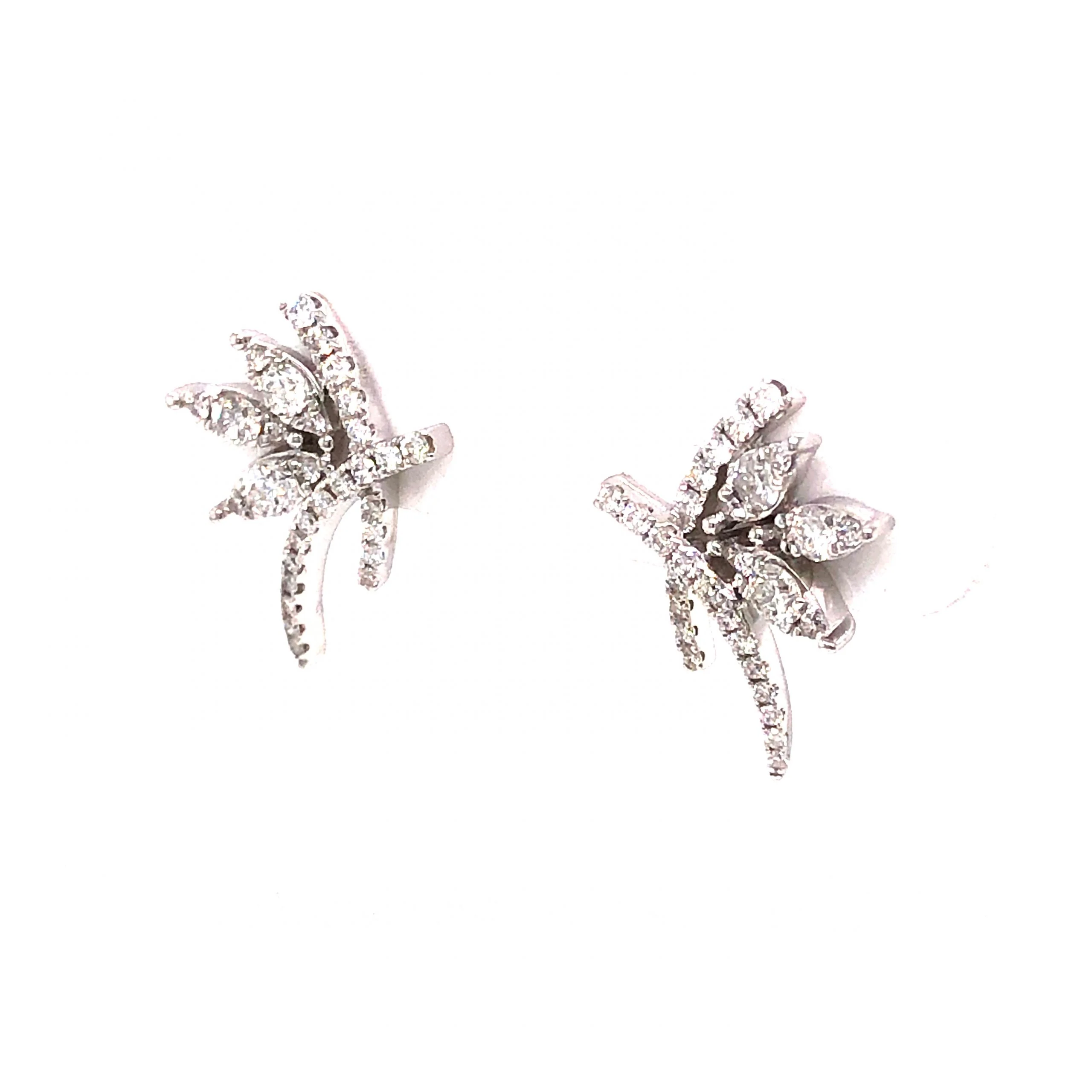 .38 Diamond Cluster Earrings in 18k White Gold - Image 2