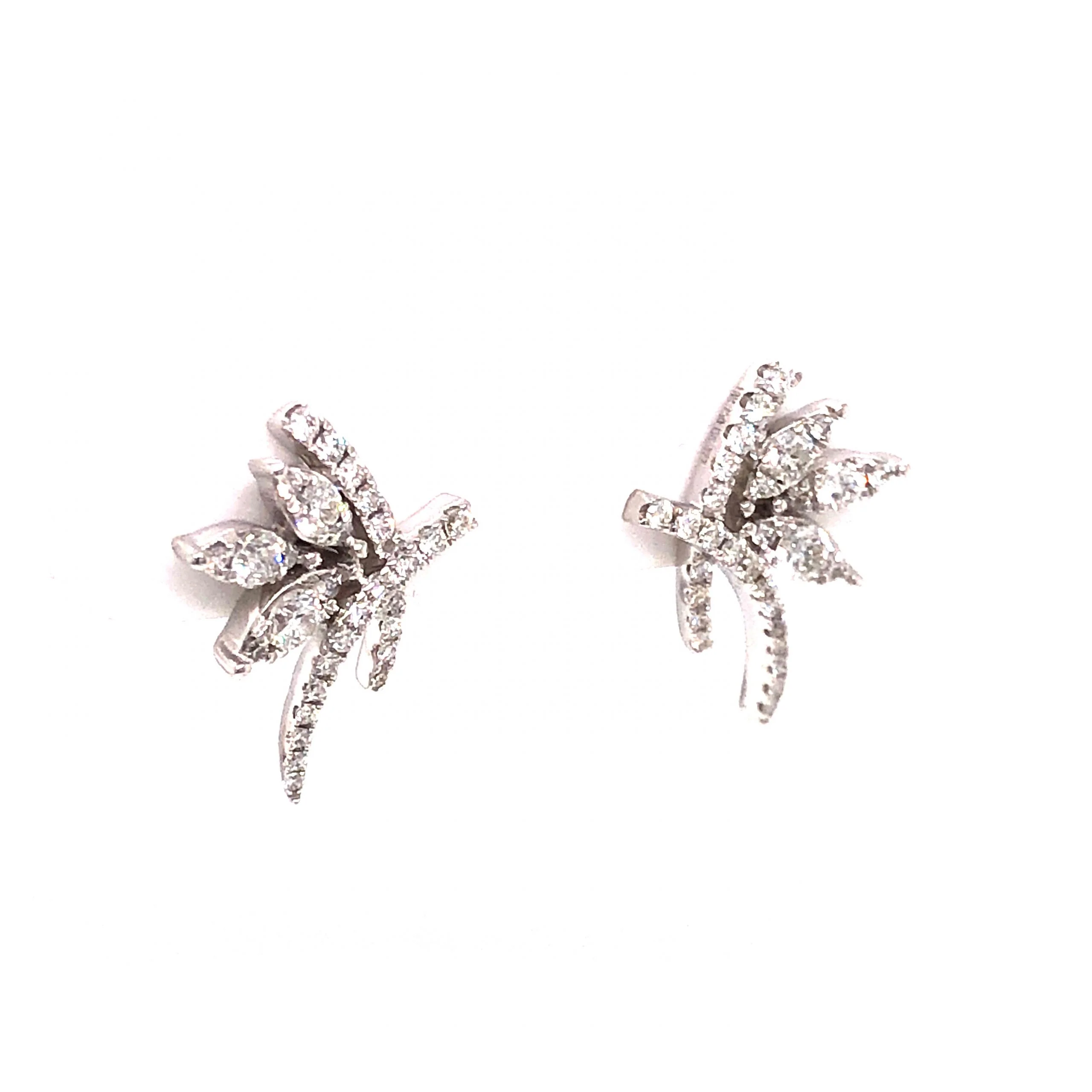 .38 Diamond Cluster Earrings in 18k White Gold - Image 3