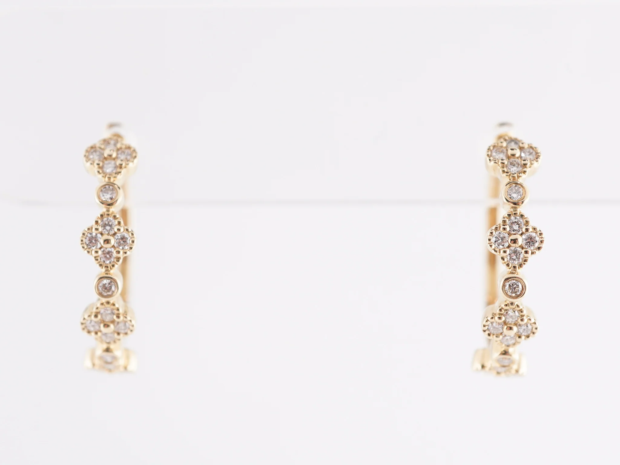 .38 Diamond Hoop Earrings in 14K Yellow Gold