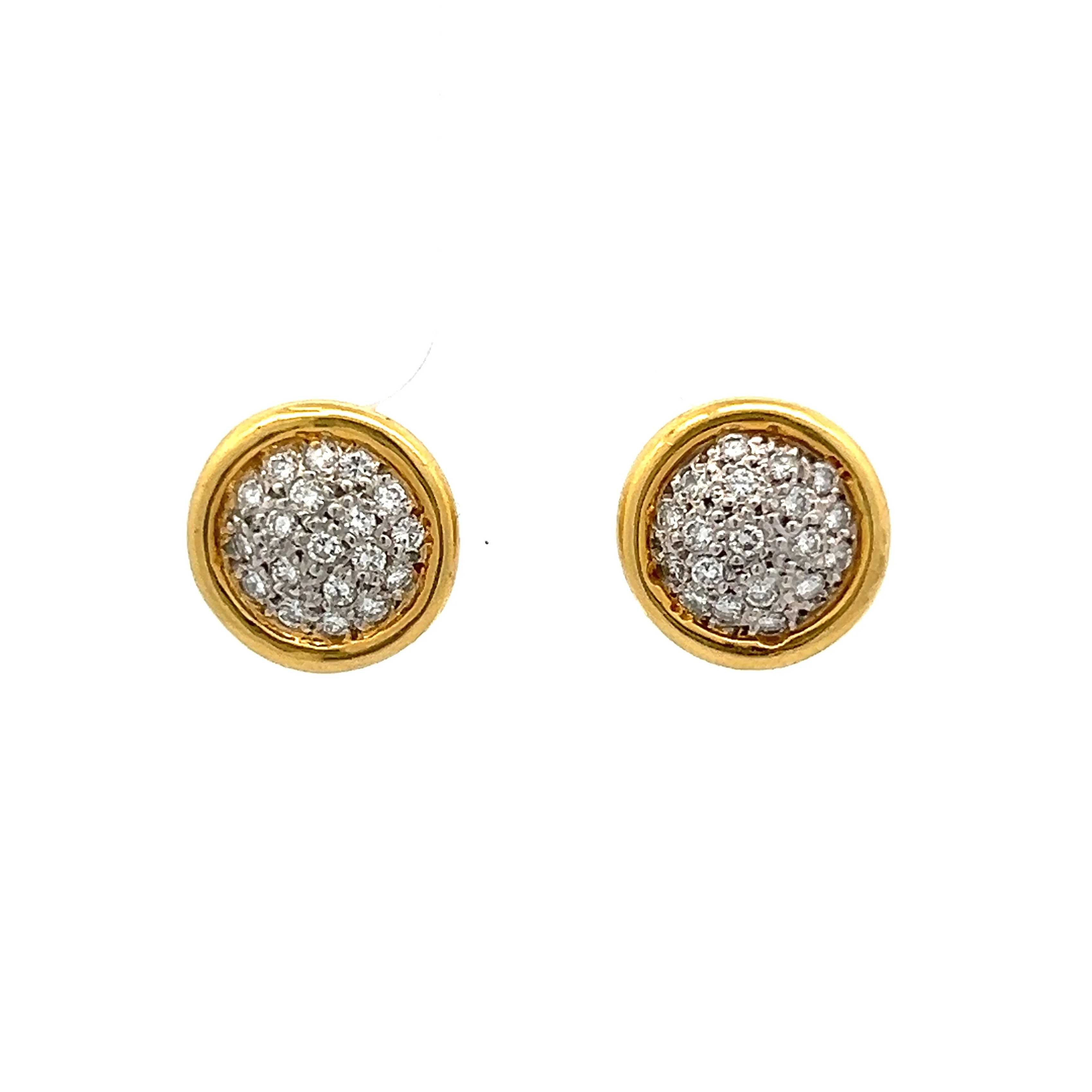 .38 Pave Diamond Stud Earrings in 18k Yellow Gold & Platinum