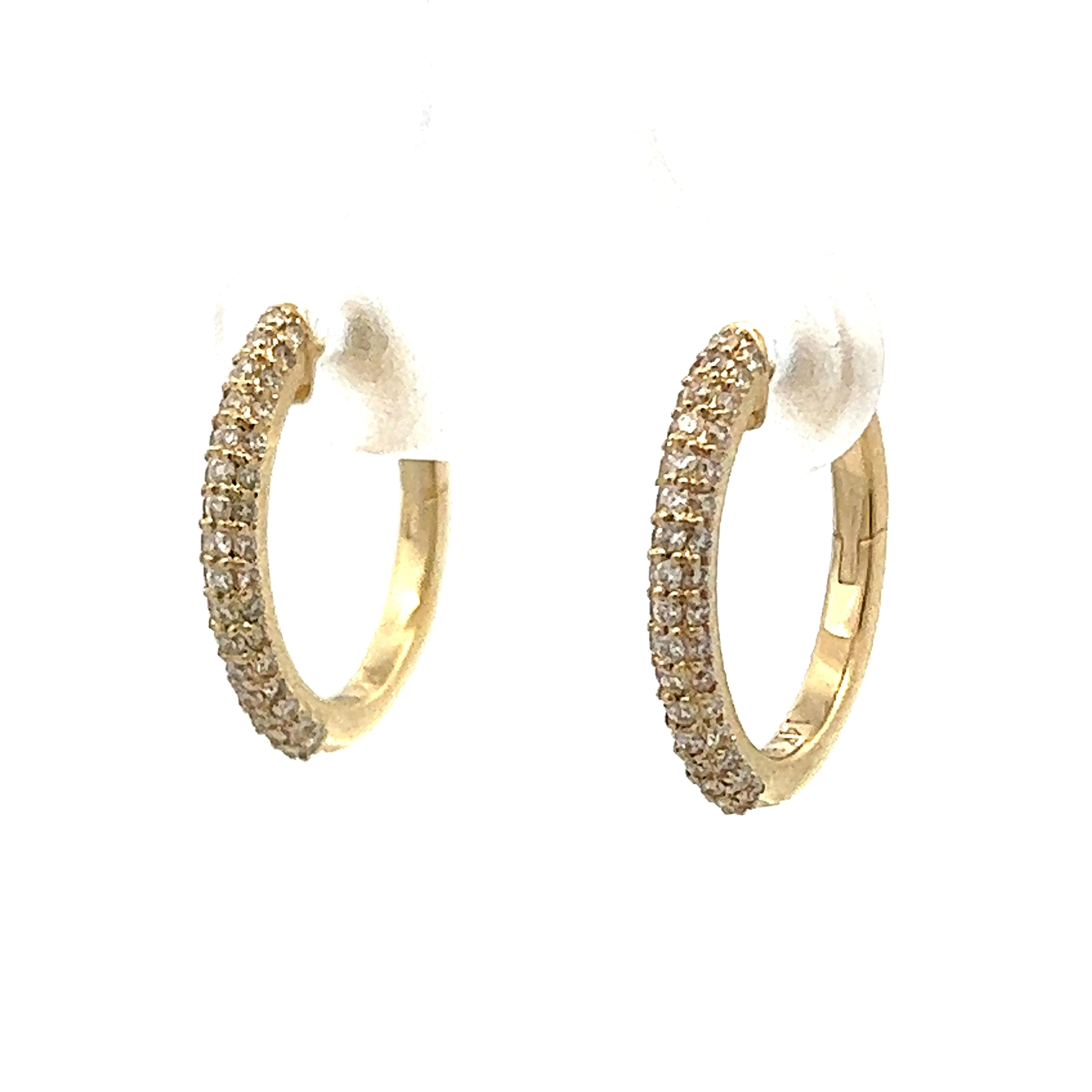 .39 Pave Diamond Hoop Earrings in Yellow Gold - Image 2