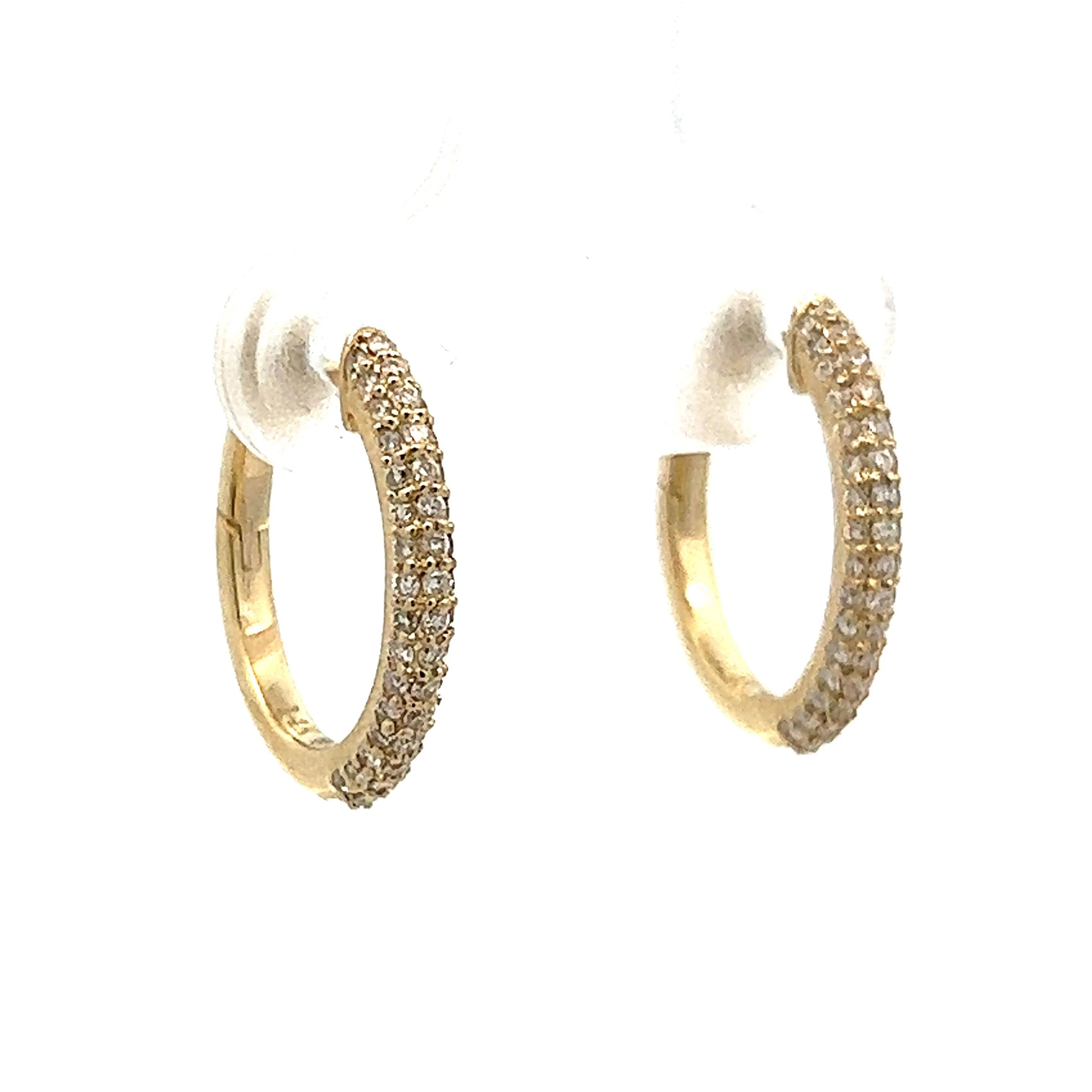 .39 Pave Diamond Hoop Earrings in Yellow Gold - Image 3