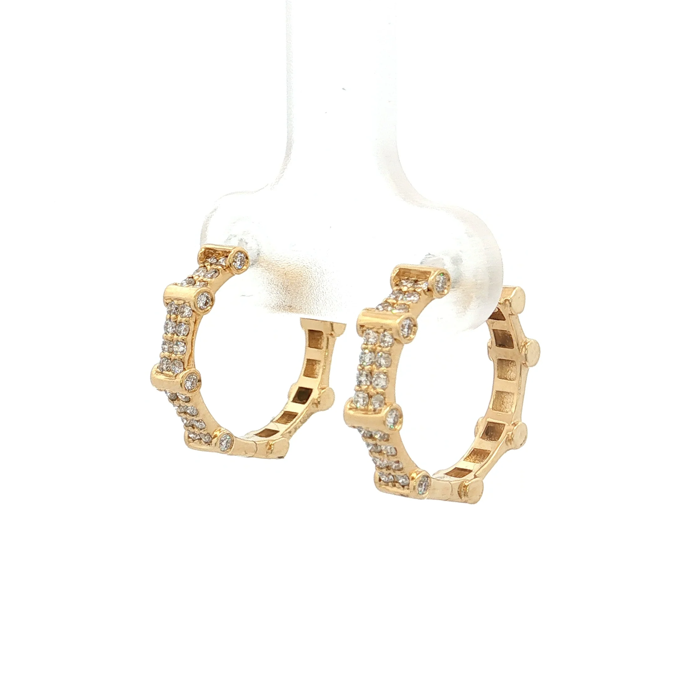 .39 Round Brilliant Diamond Hoop Earrings 18k - Image 2