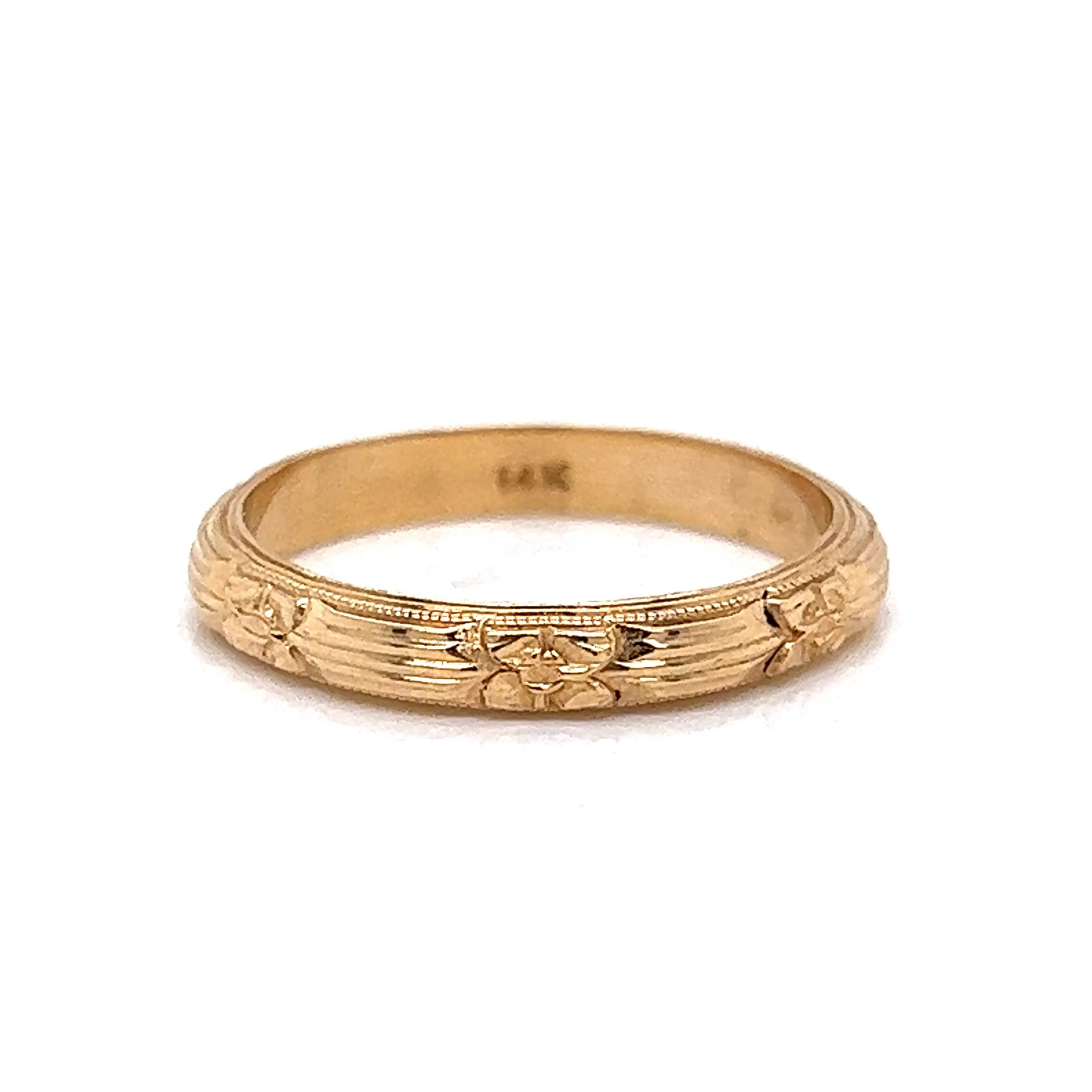 3mm Antique Orange Blossom Wedding Band in 14k Yellow Gold - Image 2