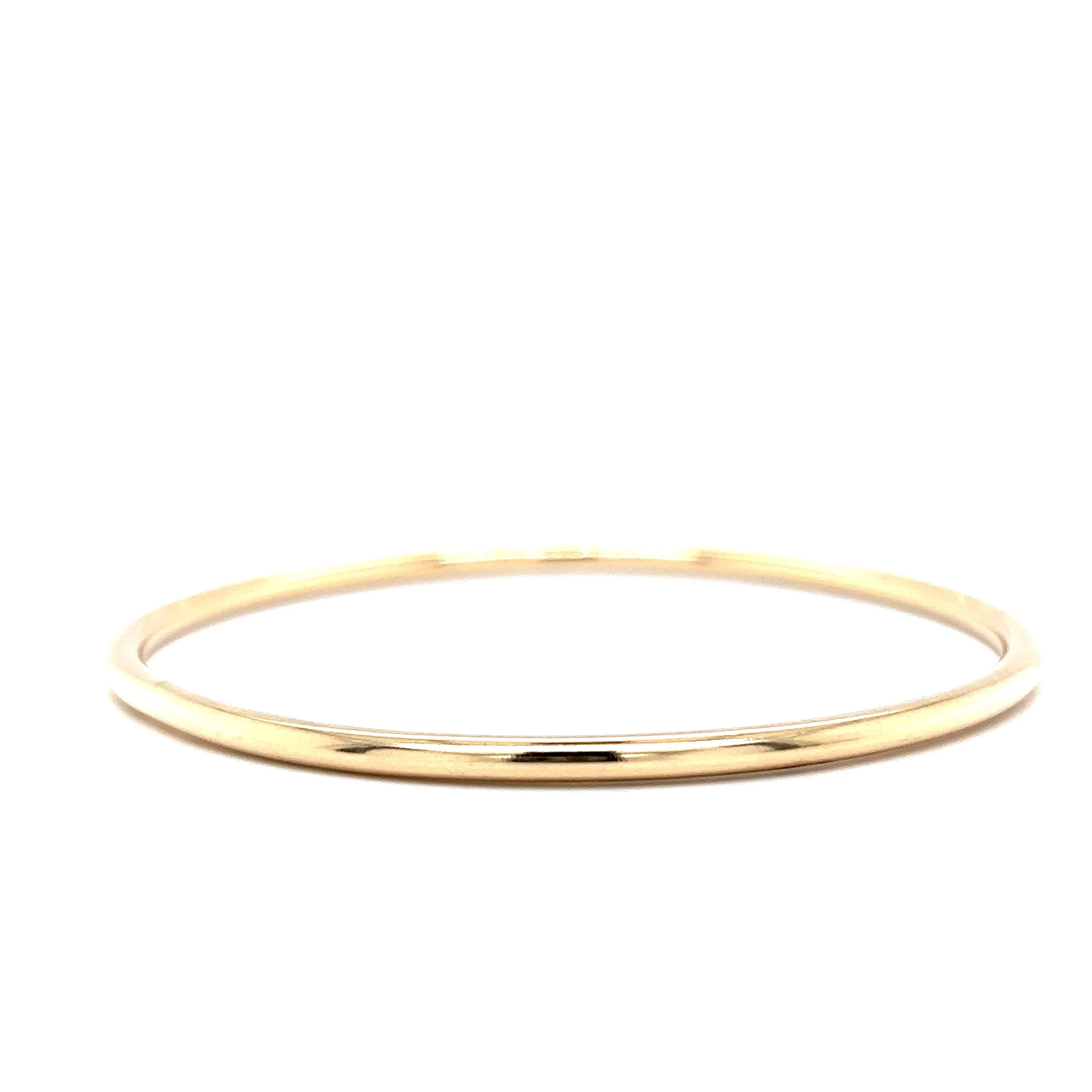 3mm Classic Round Bangle Bracelet in 14k Yellow Gold - Image 2