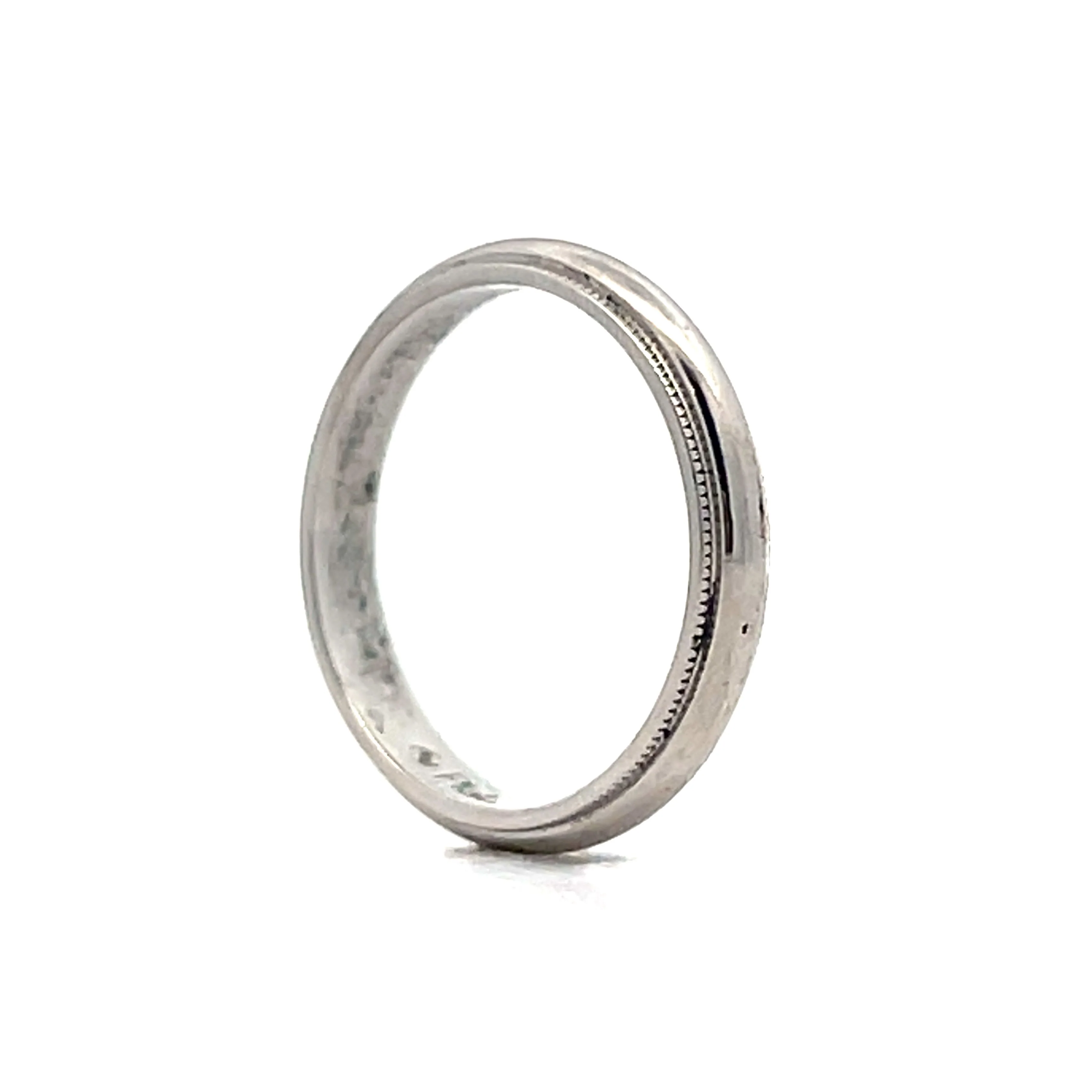 3mm Milgrain Wedding Band in 14k White Gold - Image 5