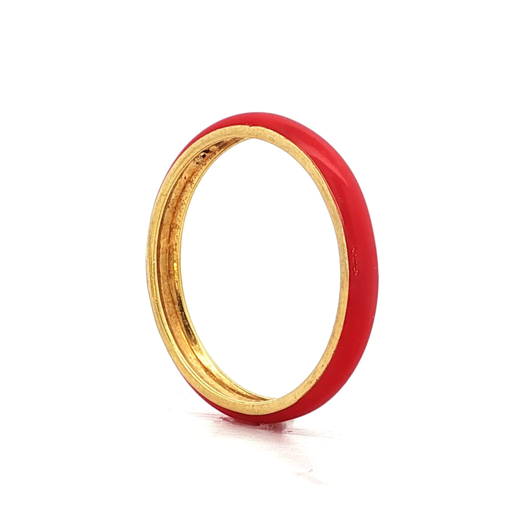 3mm Red Enamel Stacking Ring in 14k Yellow Gold - Image 6